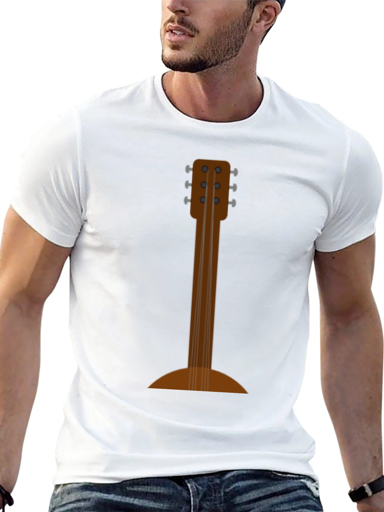 Guitar Back Print Black T-Shirt