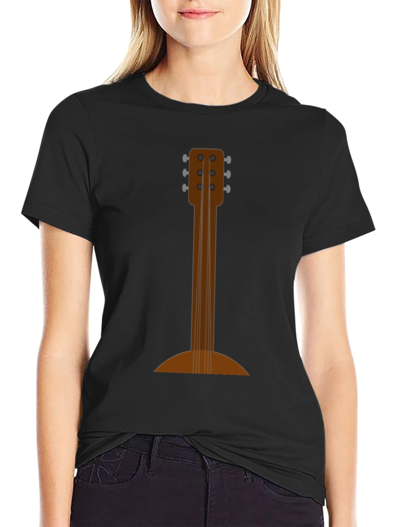 Guitar Back Print Black T-Shirt