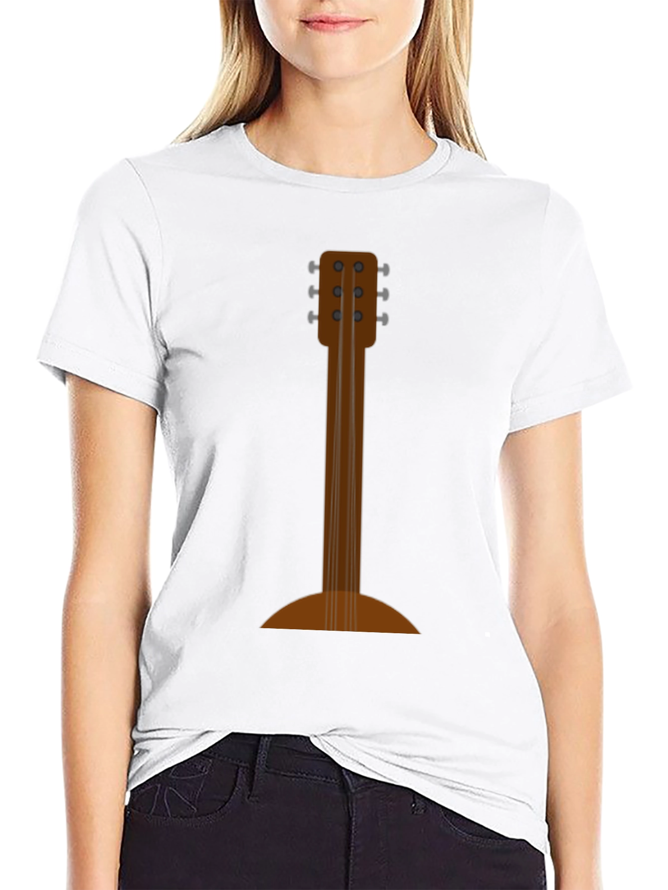 Guitar Back Print Black T-Shirt