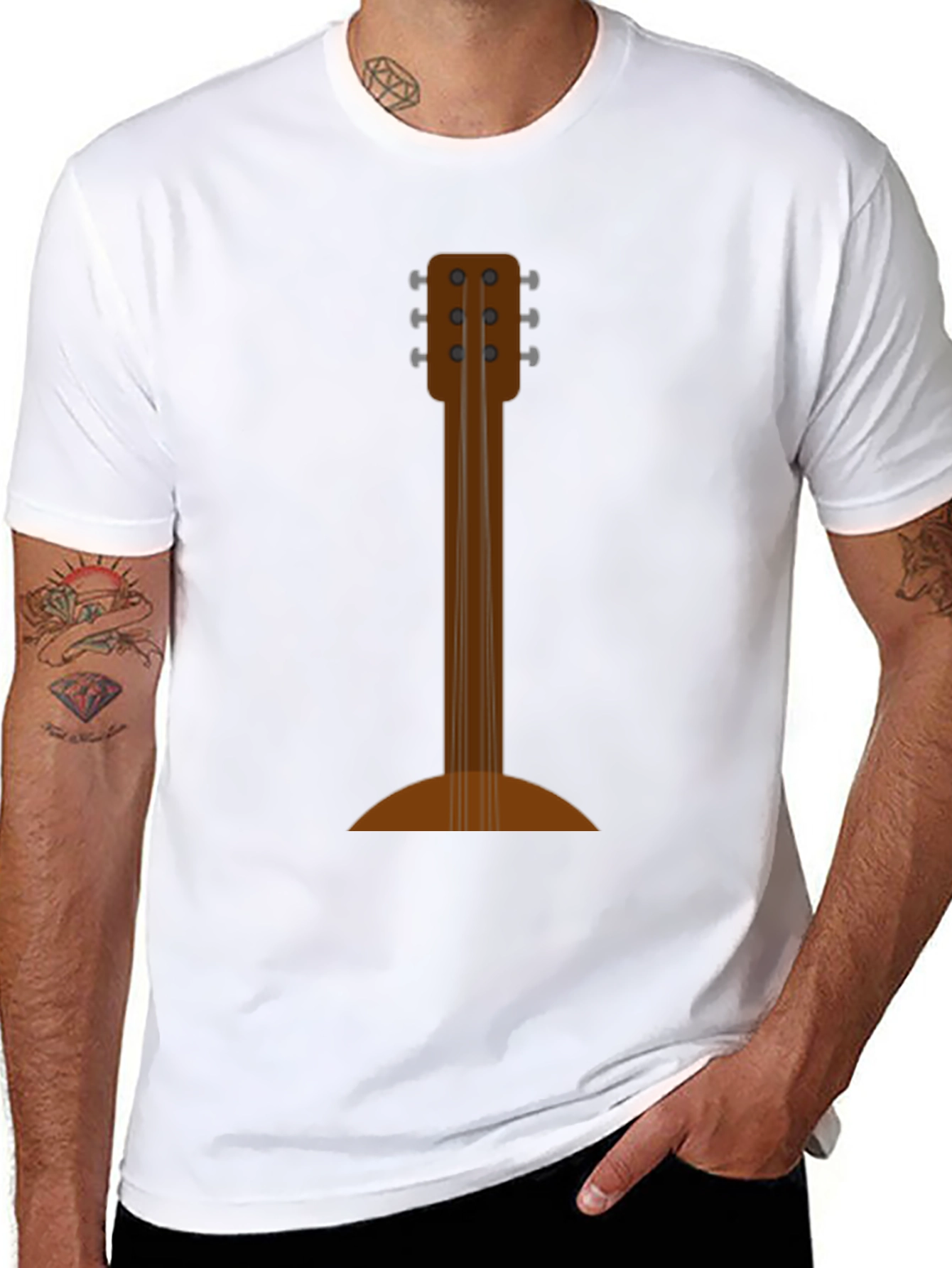 Guitar Back Print Black T-Shirt