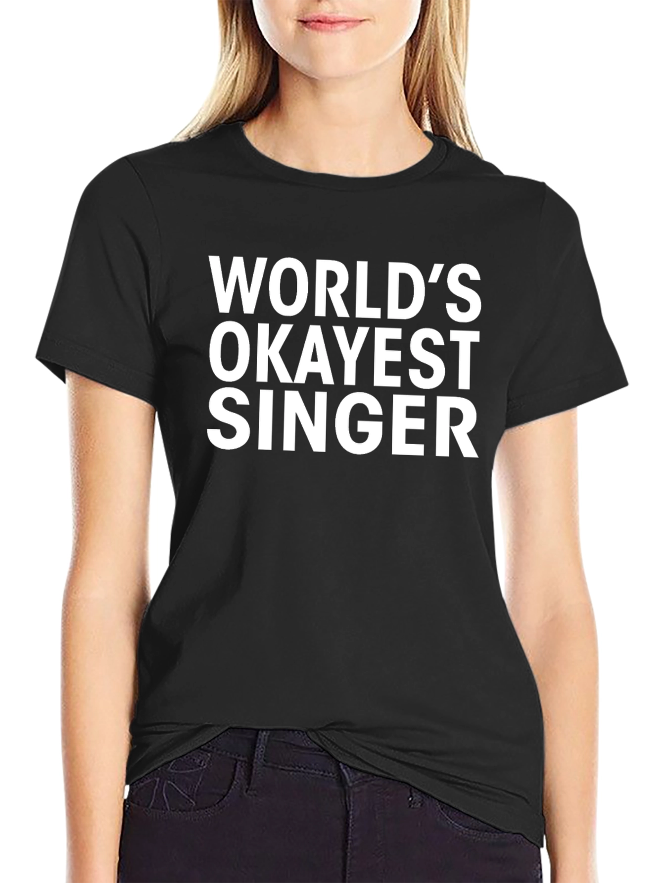 Worlds Okayest Singer Black Graphic T-Shirt