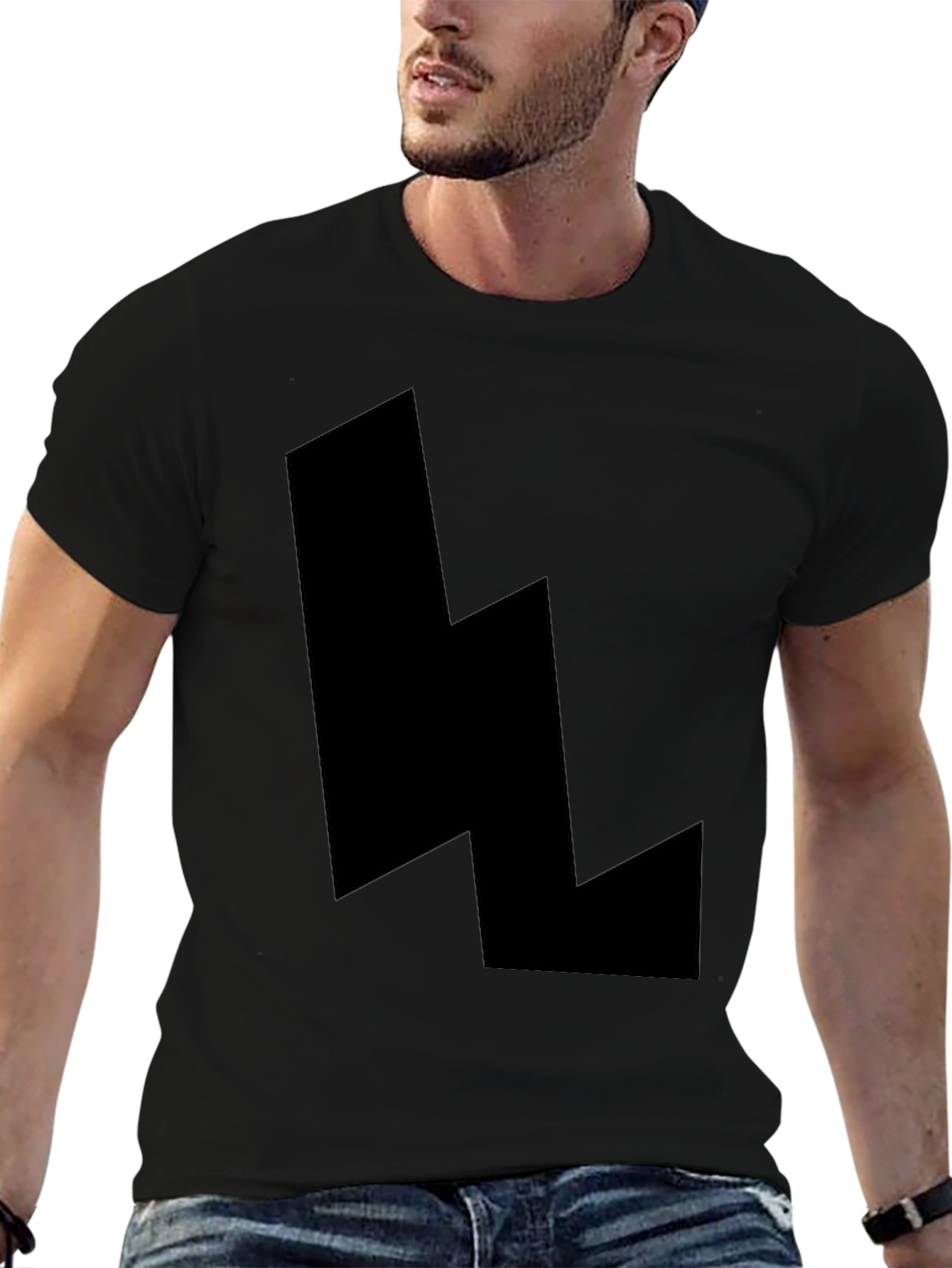 Black Lightning Bolt Graphic Tee - Modern Style