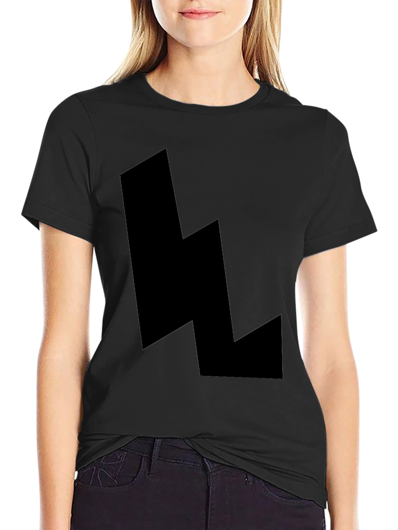 Black Lightning Bolt Graphic Tee - Modern Style