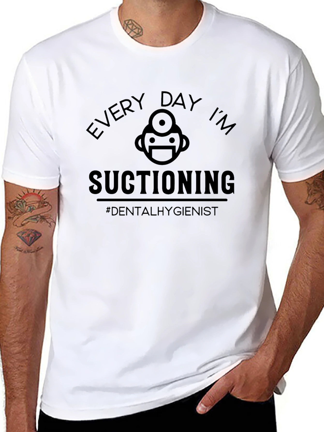 Dental Hygienist Black T-Shirt - Every Day Im Suctioning