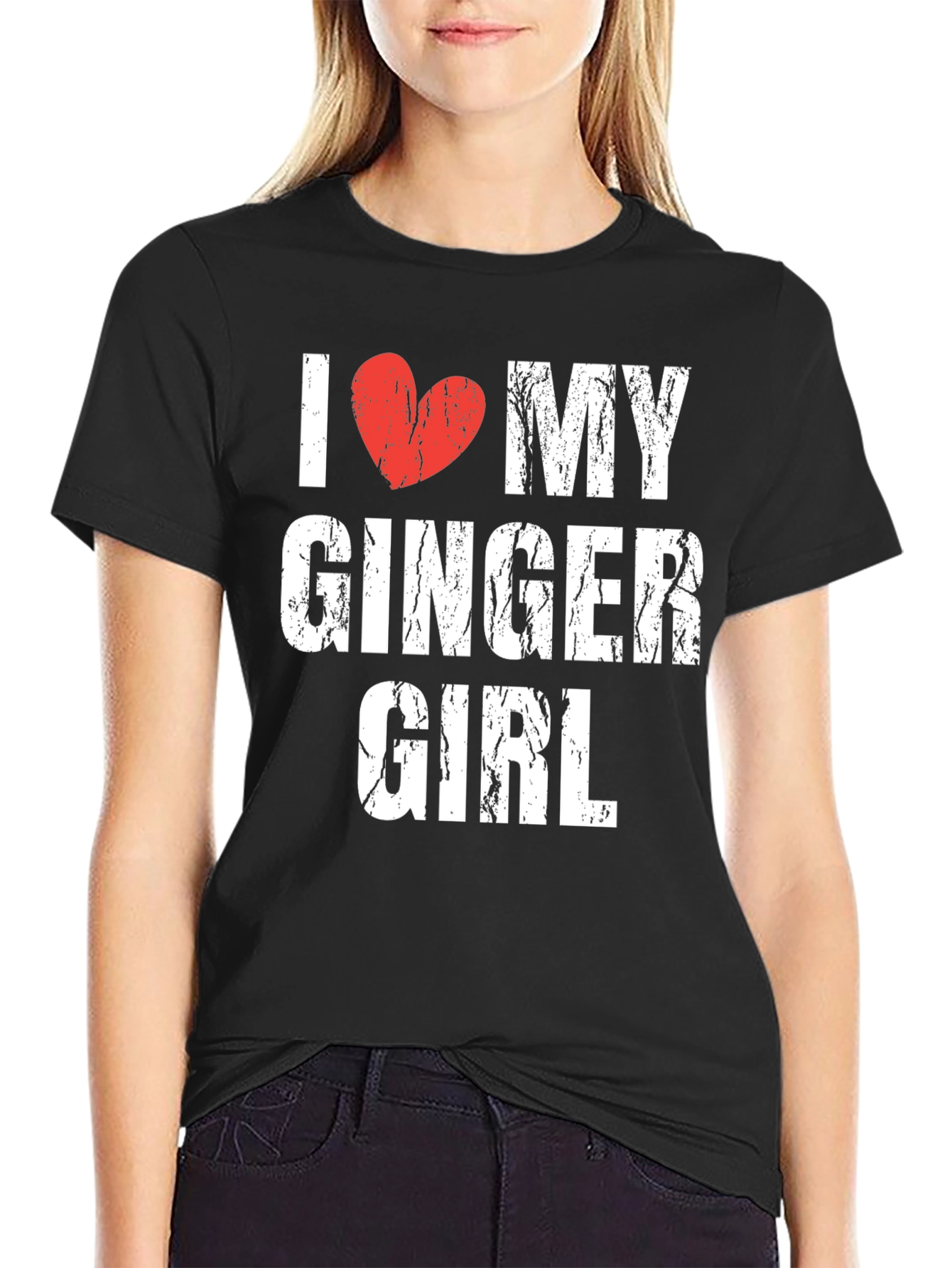 I Heart My Ginger Girl Tee - Distressed Graphic