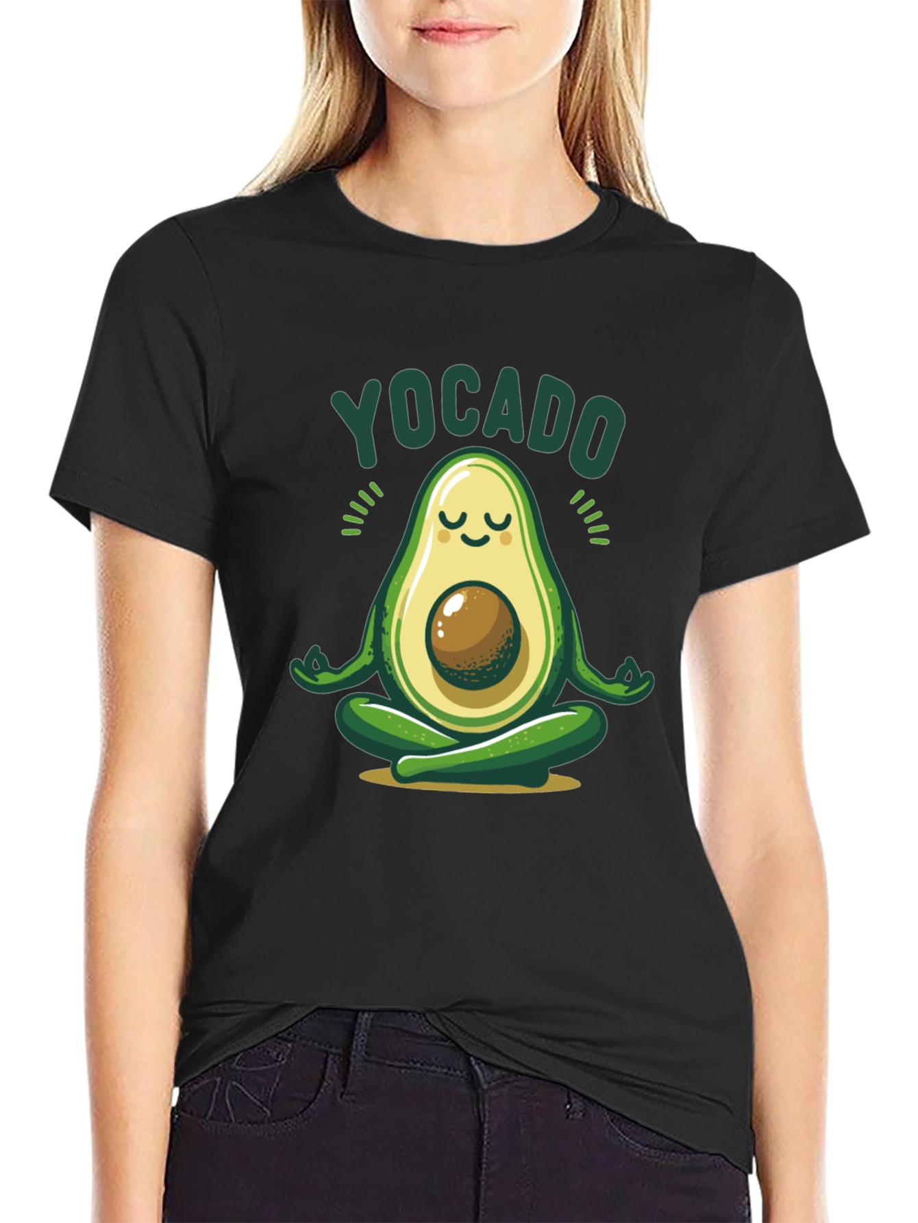 Yocado Yoga Avocado Black T-Shirt
