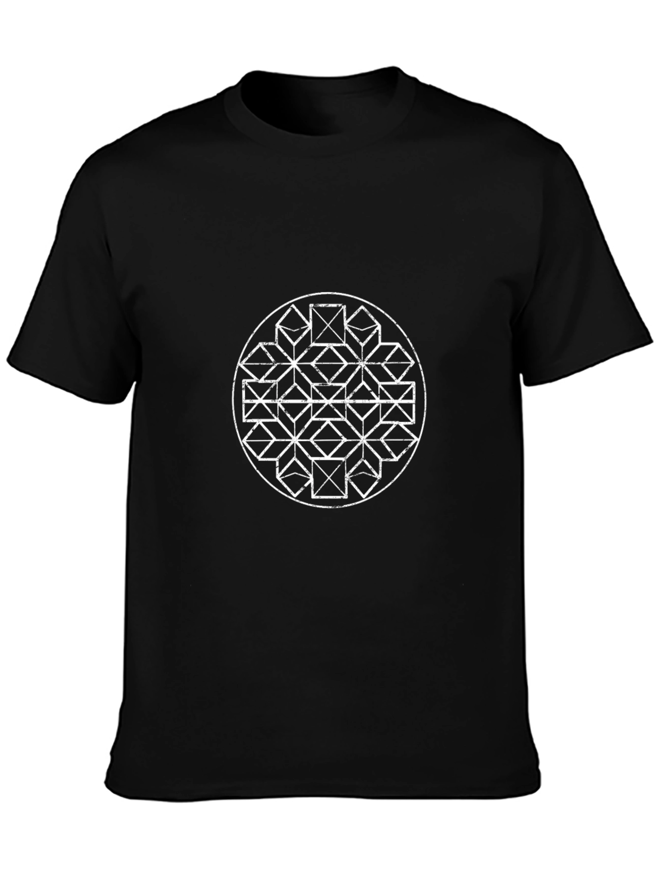Geometric Pattern Tee - Mens Casual Black T-Shirt