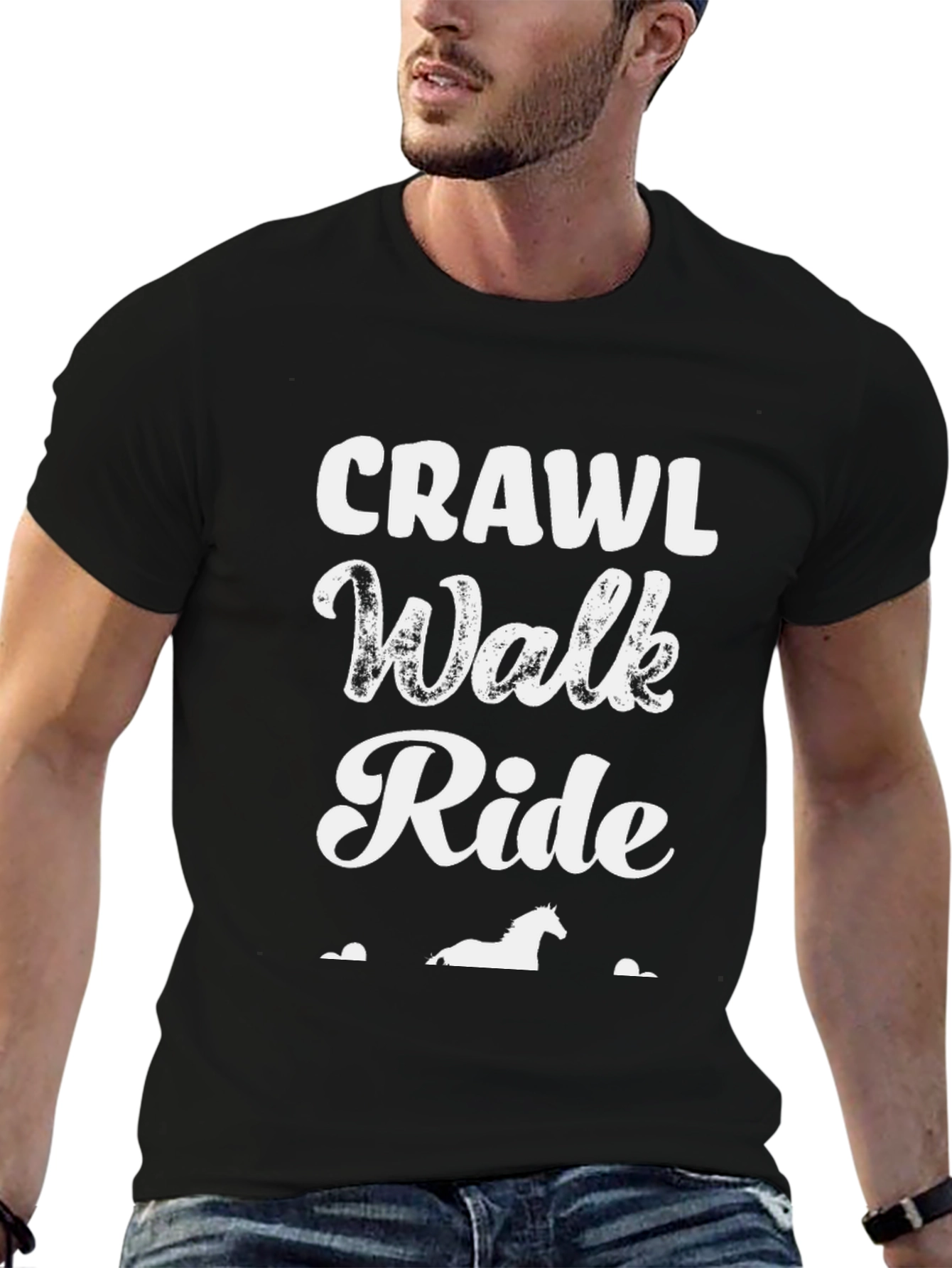 Crawl Walk Ride Black Graphic Tee