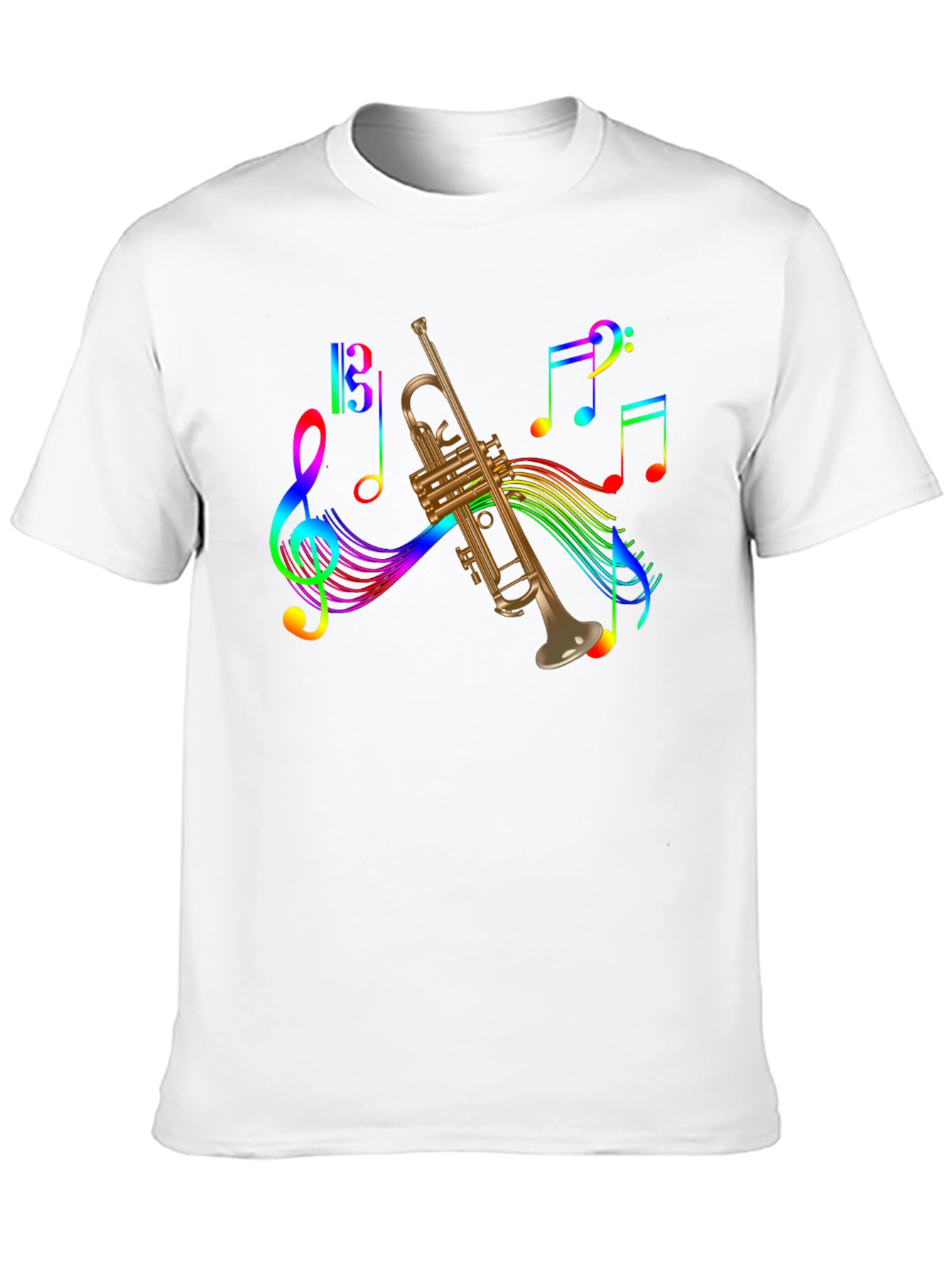 Musical Trumpet Rainbow Notes Graphic Tee