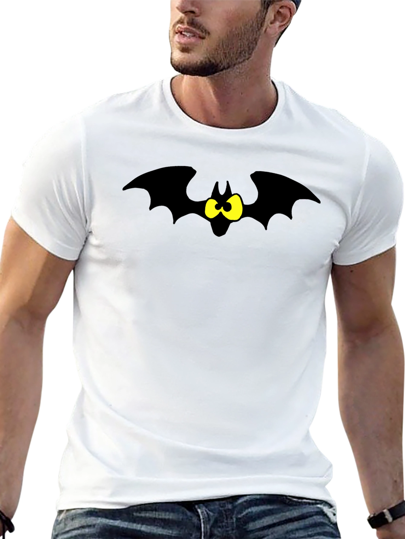 Cartoon Bat Graphic Tee - Black T-Shirt
