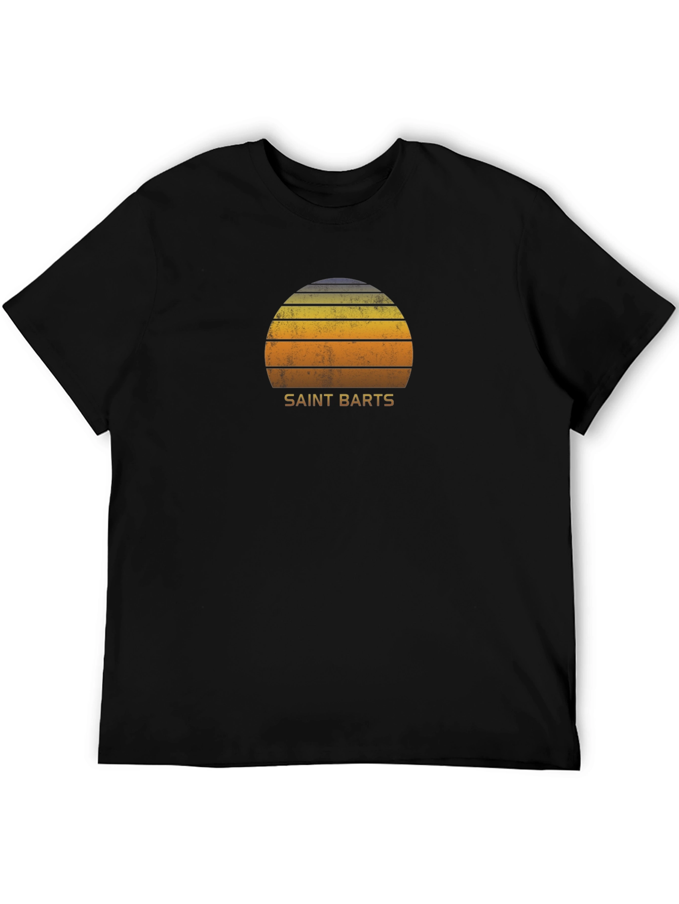Saint Barts Retro Sunset Graphic Tee - Black