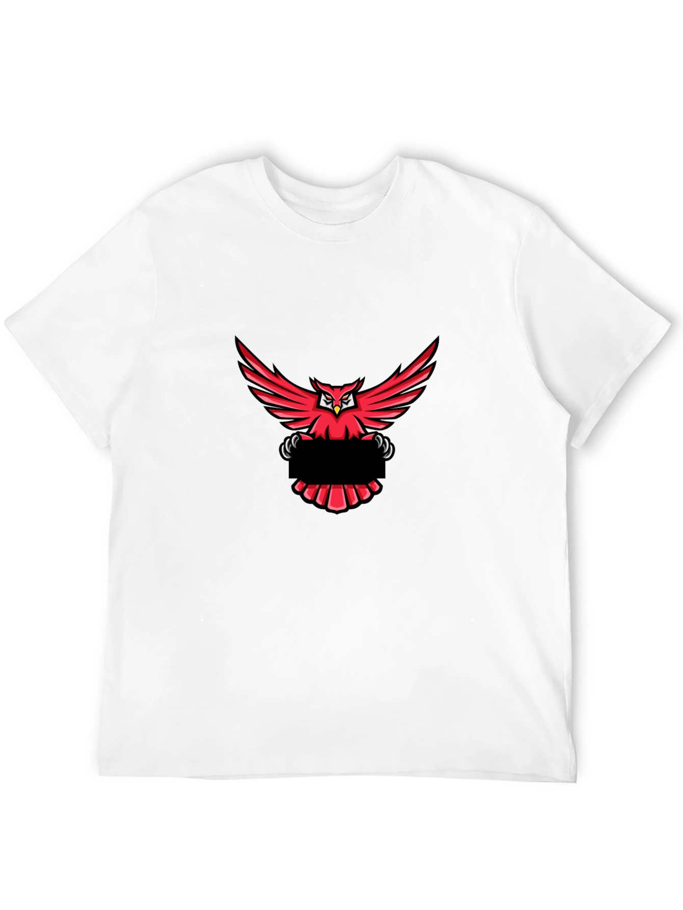 Black T-Shirt with Red Owl Graphic