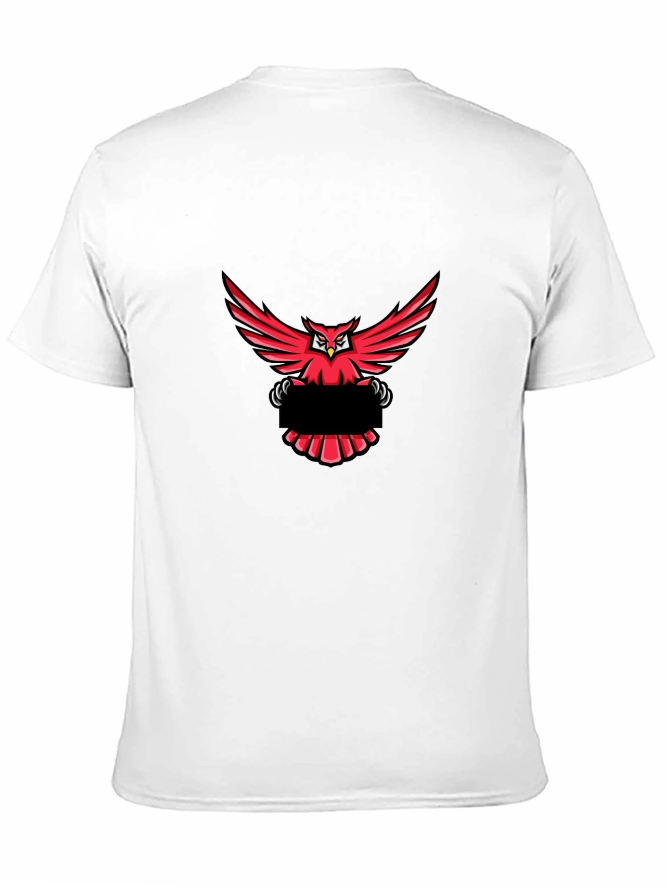 Black T-Shirt with Red Owl Graphic