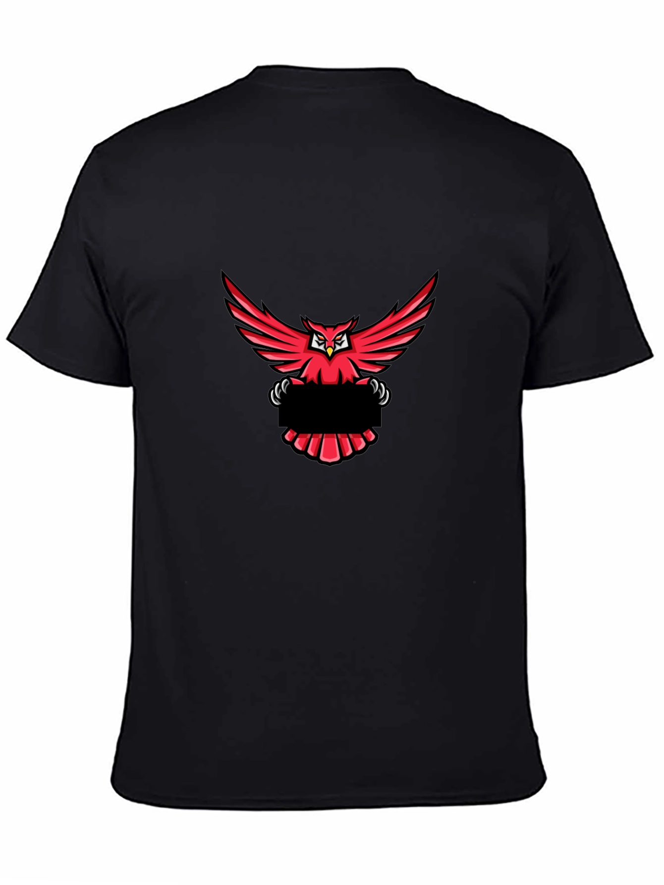 Black T-Shirt with Red Owl Graphic