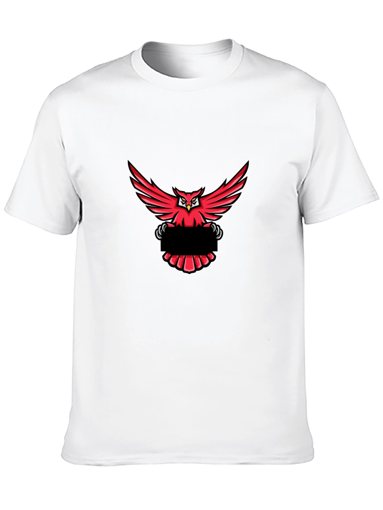 Black T-Shirt with Red Owl Graphic