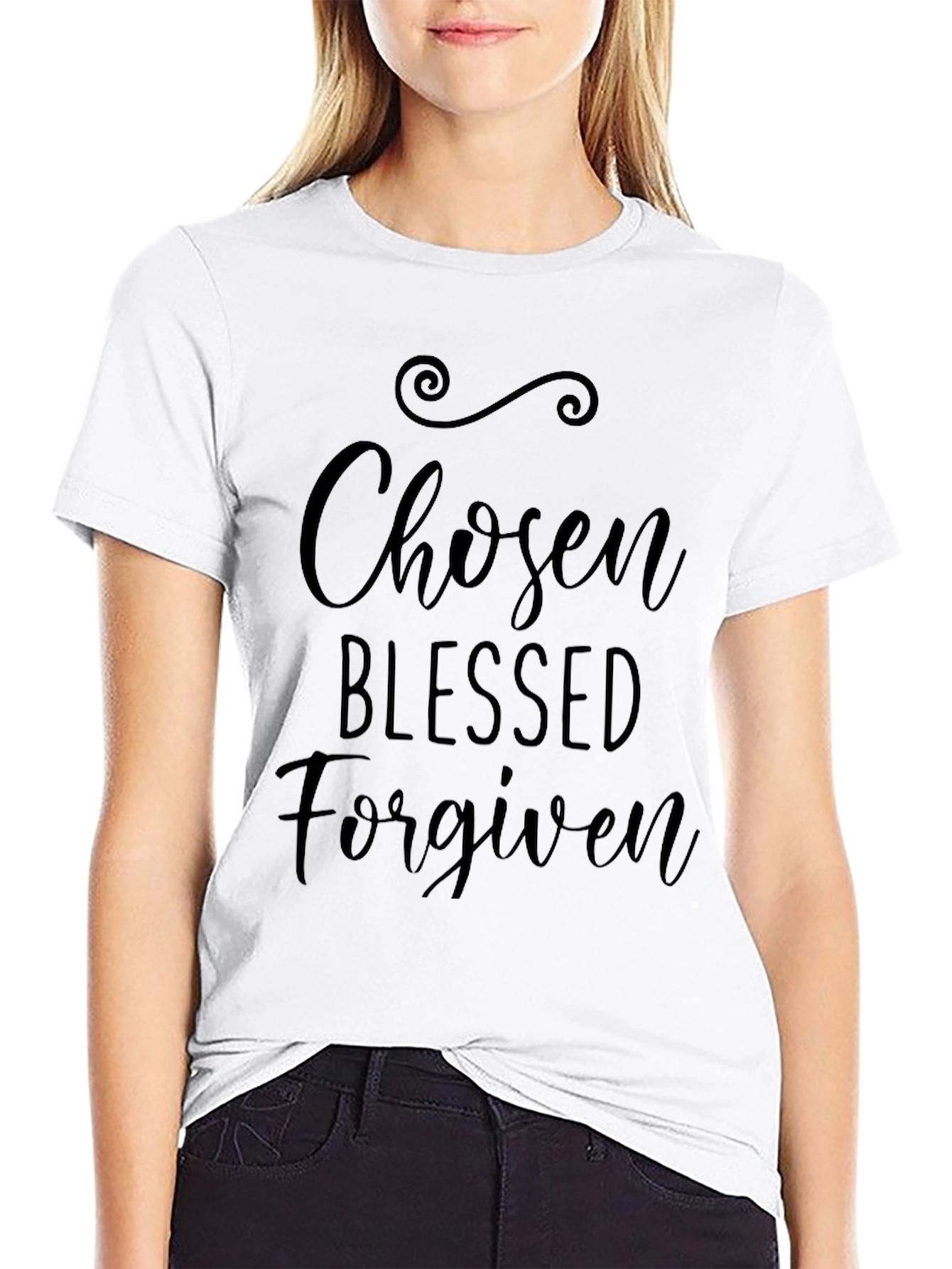Chosen Blessed Forgiven Black Tee