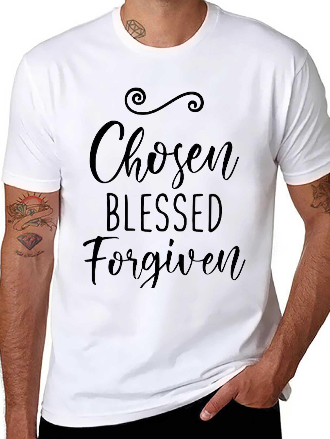 Chosen Blessed Forgiven Black Tee