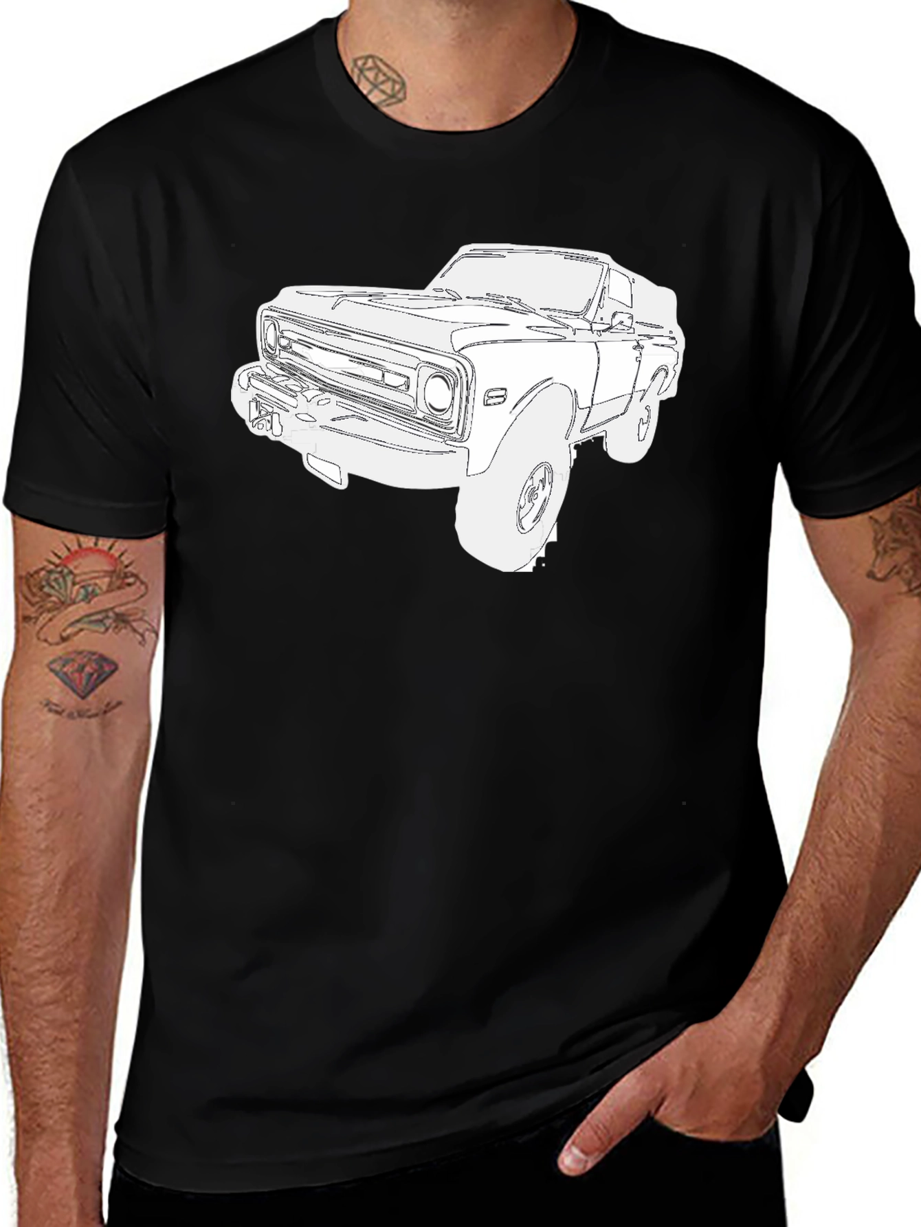 Classic Truck Graphic Tee - Black Cotton T-Shirt