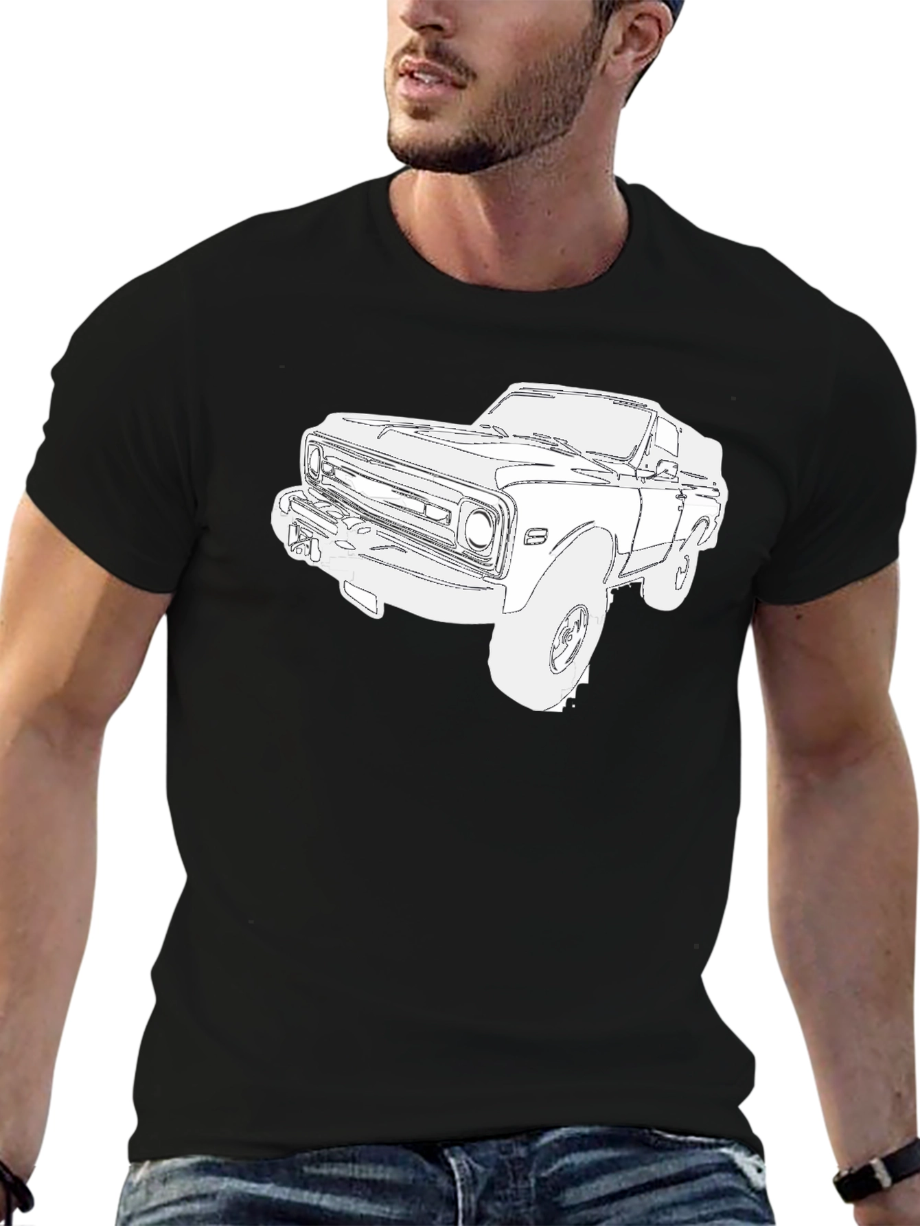 Classic Truck Graphic Tee - Black Cotton T-Shirt