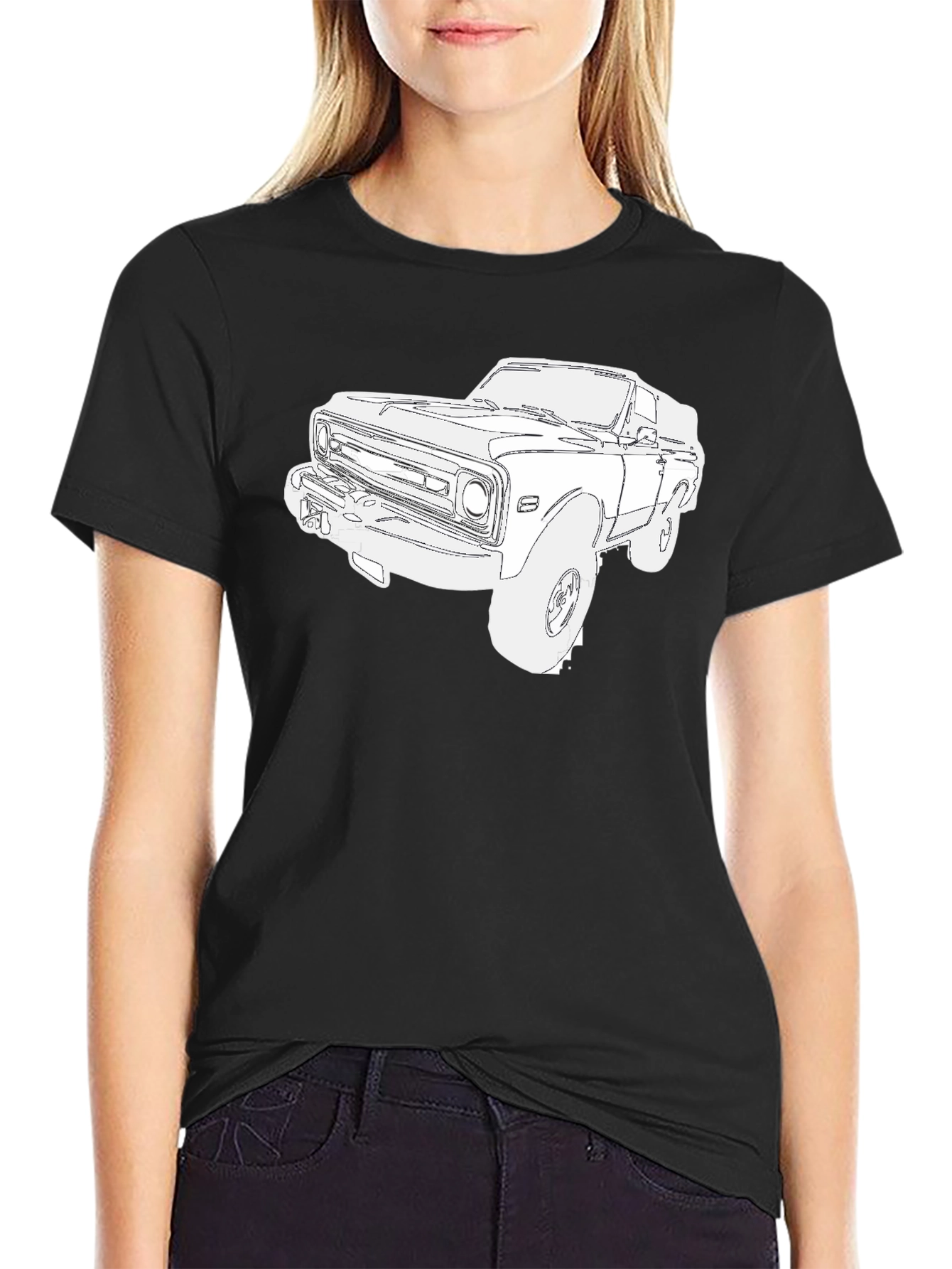 Classic Truck Graphic Tee - Black Cotton T-Shirt