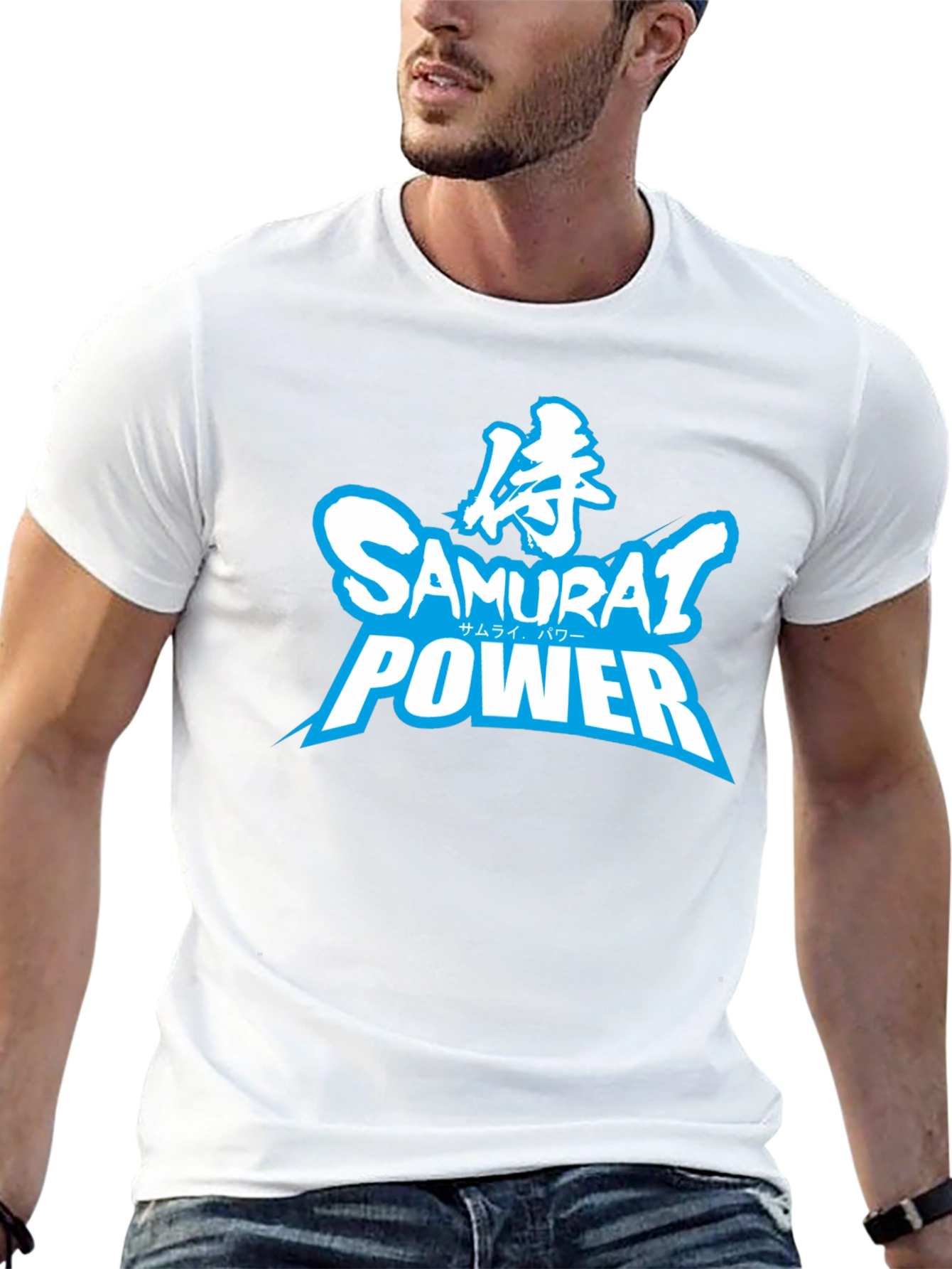Samurai Power Graphic T-Shirt - Black Crew Neck Tee