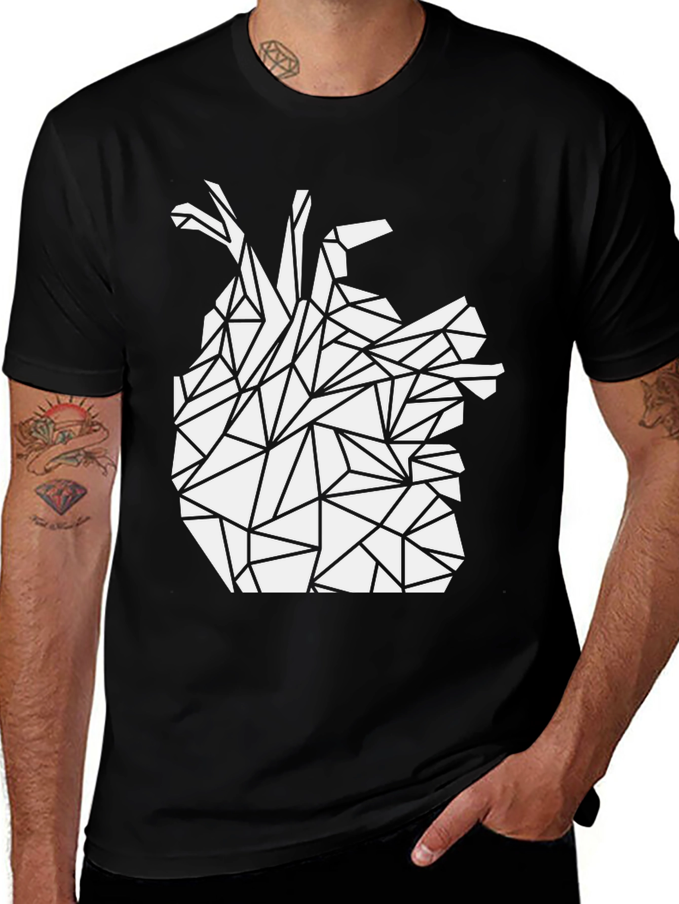 Geometric Heart Tee - Modern Graphic T-Shirt