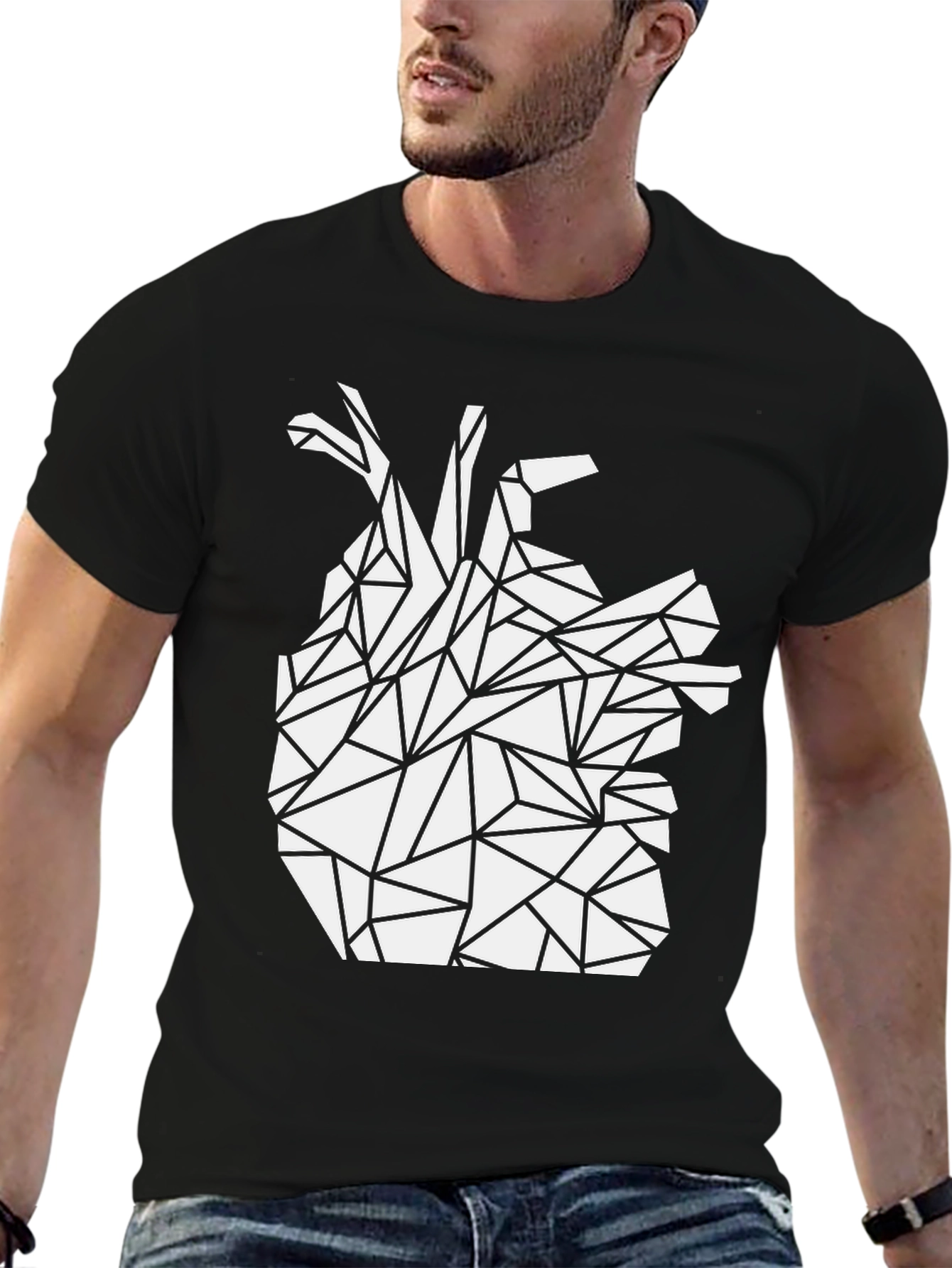 Geometric Heart Tee - Modern Graphic T-Shirt