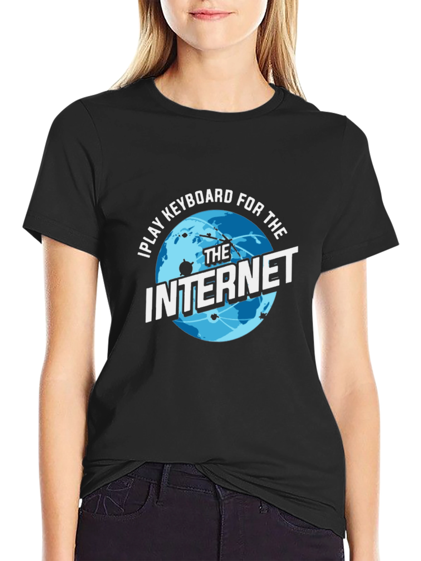 I Play Keyboard for the Internet Black T-Shirt