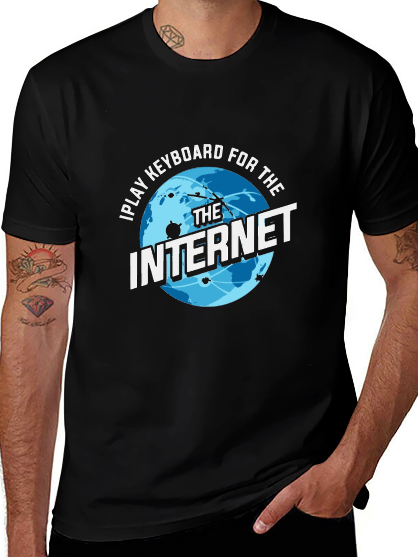 I Play Keyboard for the Internet Black T-Shirt