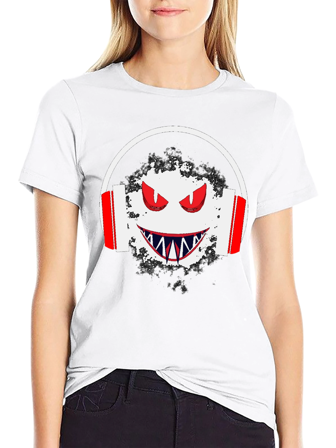 Edgy Graphic Tee: Monster with Headphones