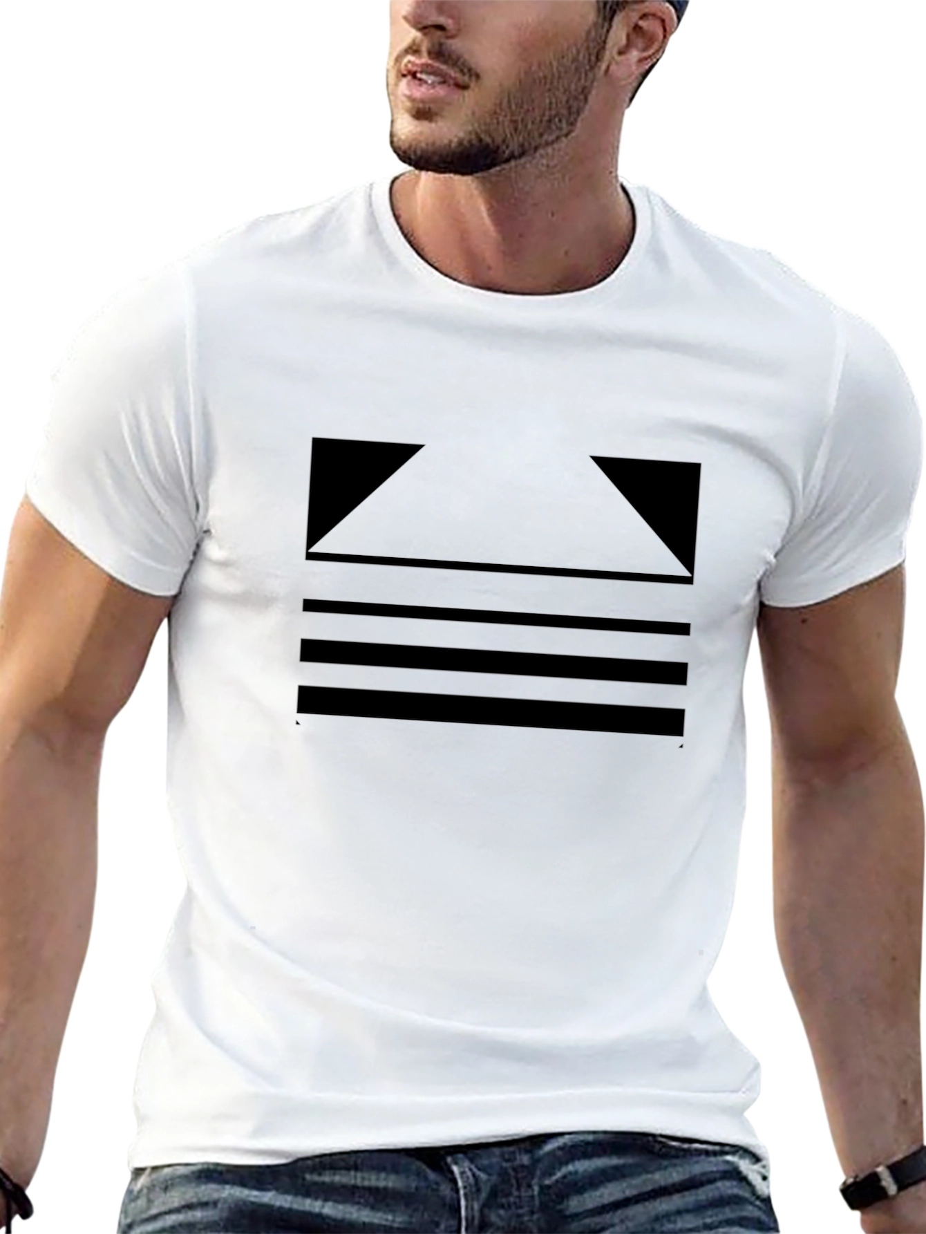 Modern Geometric Black T-Shirt