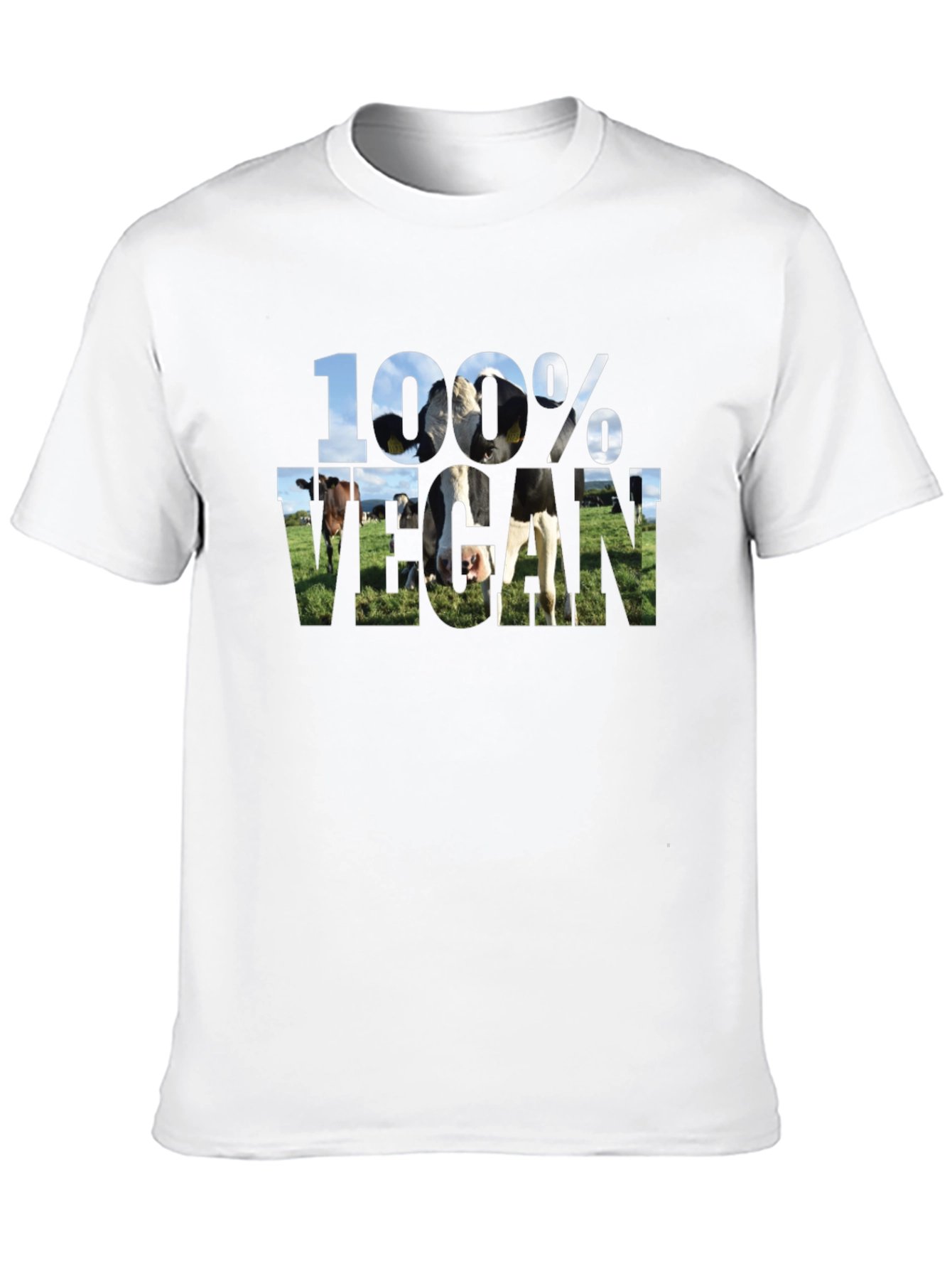 100% Vegan Cow Graphic Black T-Shirt