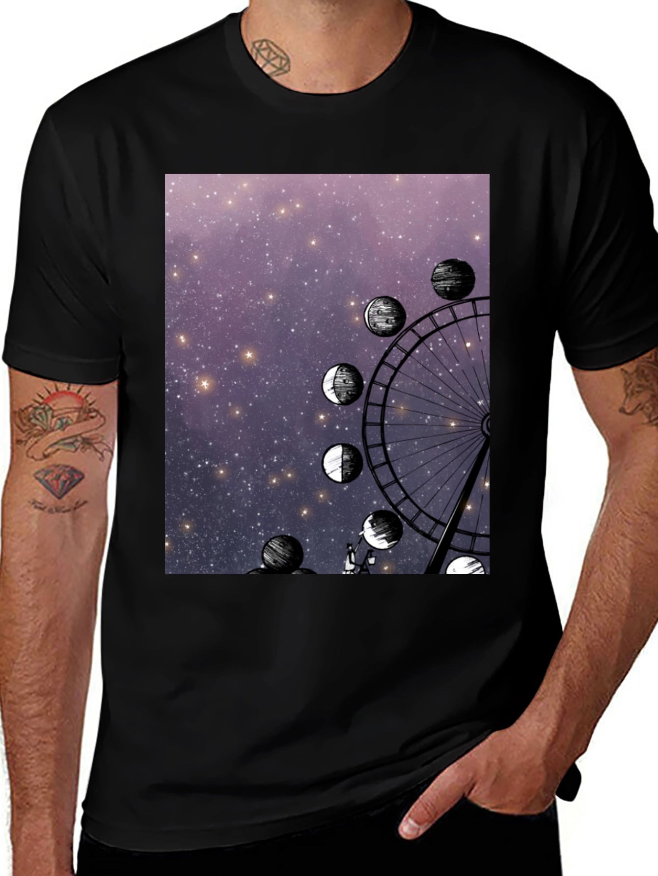 Ferris Wheel & Moon Phases Graphic Tee