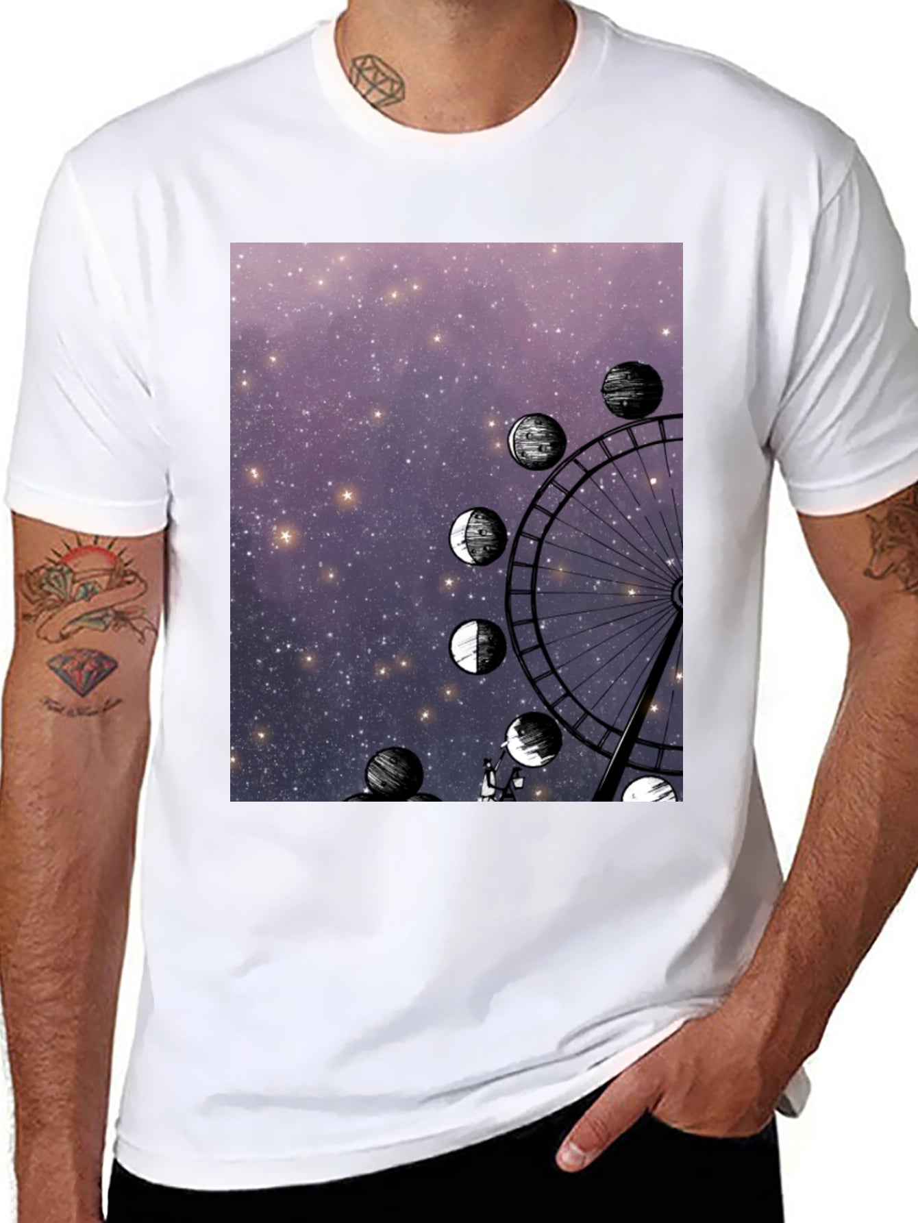 Ferris Wheel & Moon Phases Graphic Tee