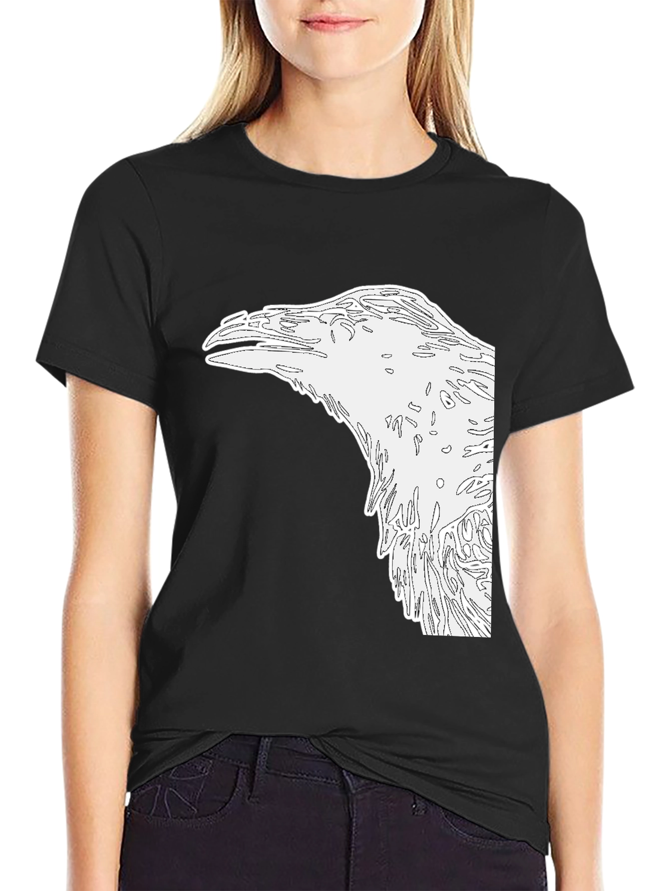 Raven Graphic Tee - Mens Black Cotton Shirt