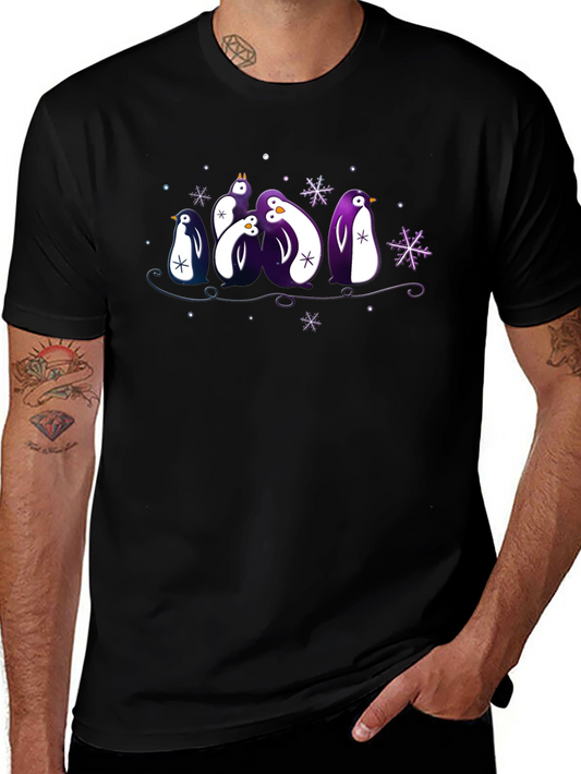 Penguin Family Graphic Tee - Winter Holiday Design