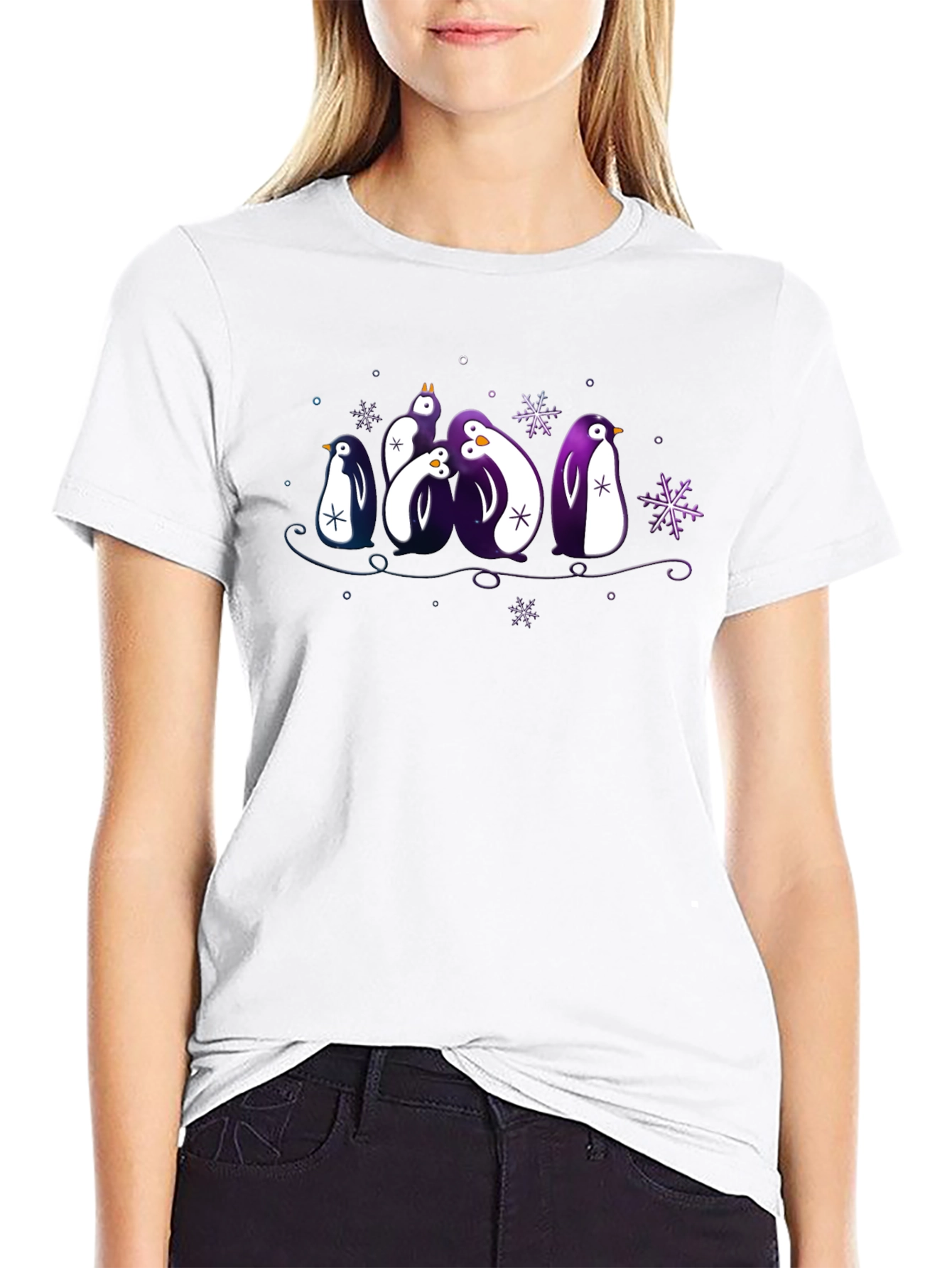 Penguin Family Graphic Tee - Winter Holiday Design