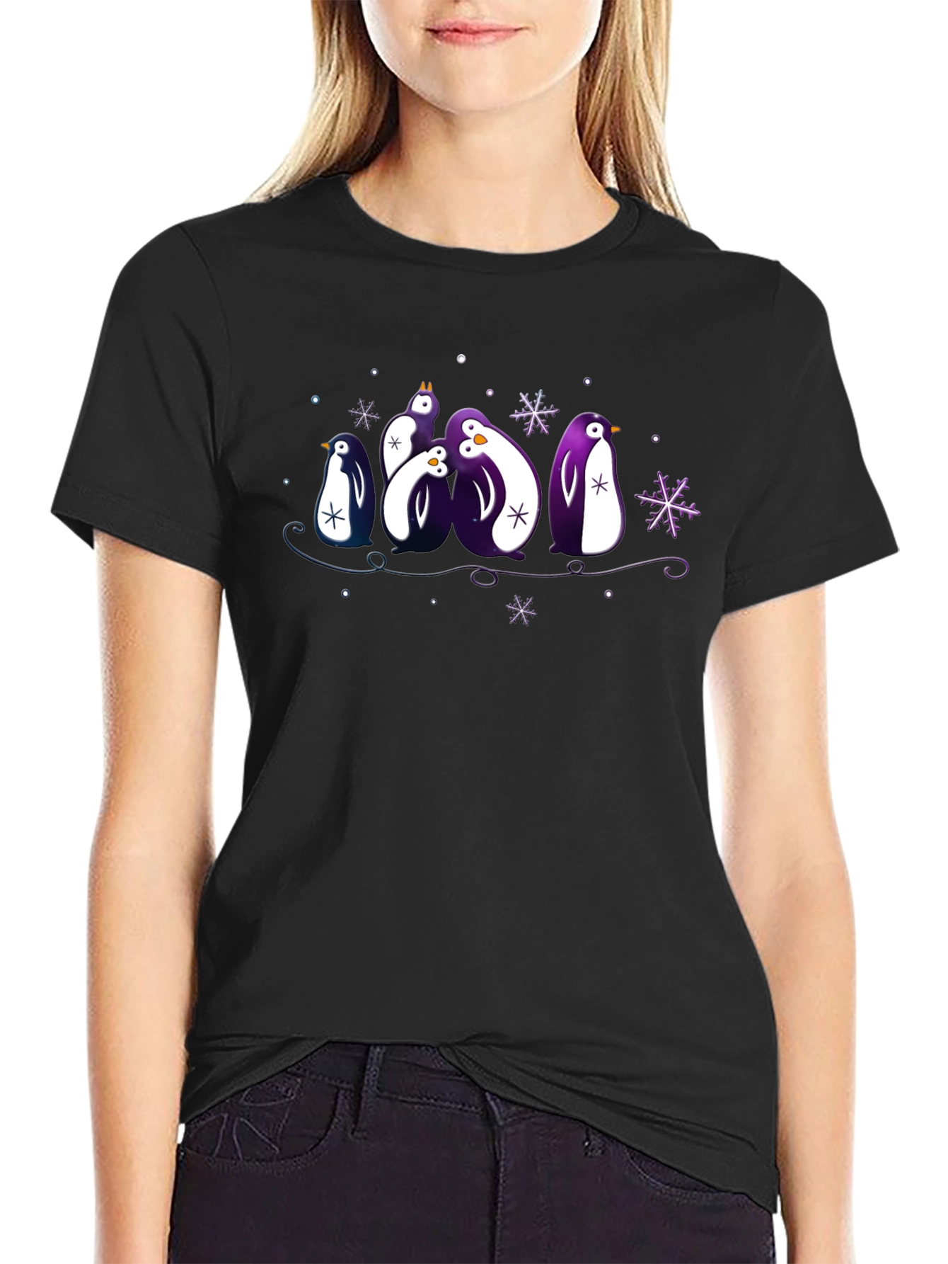 Penguin Family Graphic Tee - Winter Holiday Design