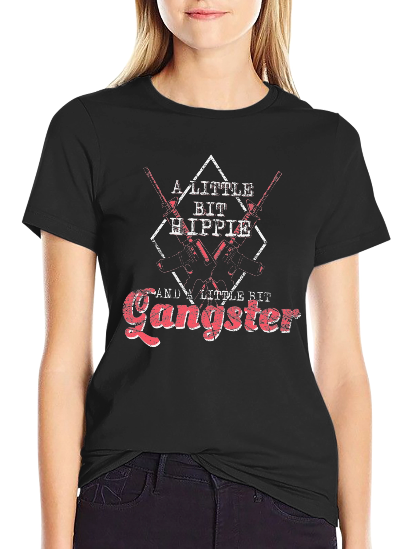 A Little Bit Hippie & Gangster Black T-Shirt