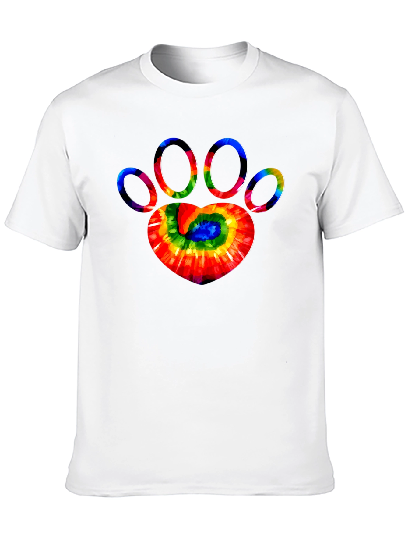 Tie Dye Paw Print Graphic Tee - Black T-Shirt