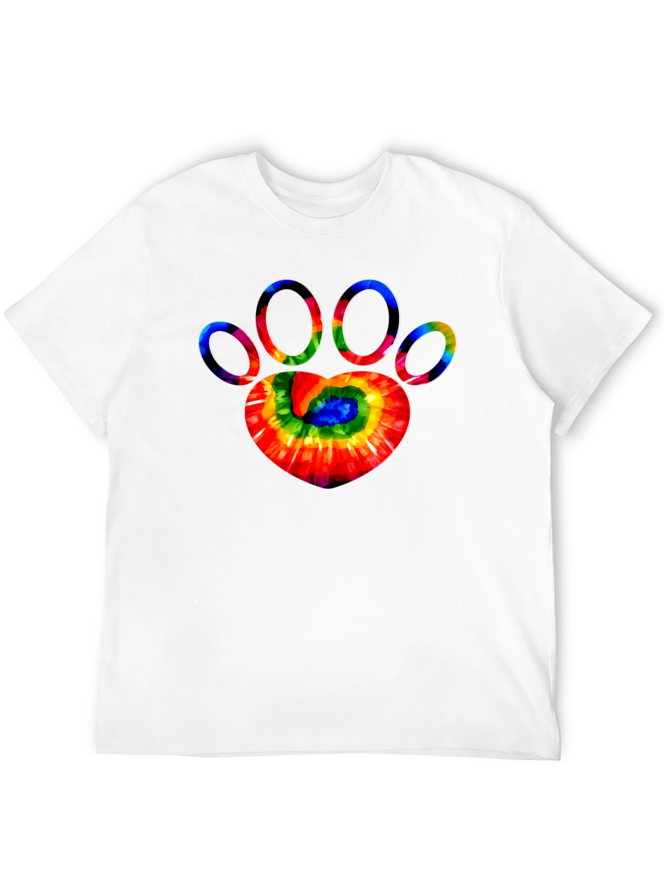 Tie Dye Paw Print Graphic Tee - Black T-Shirt