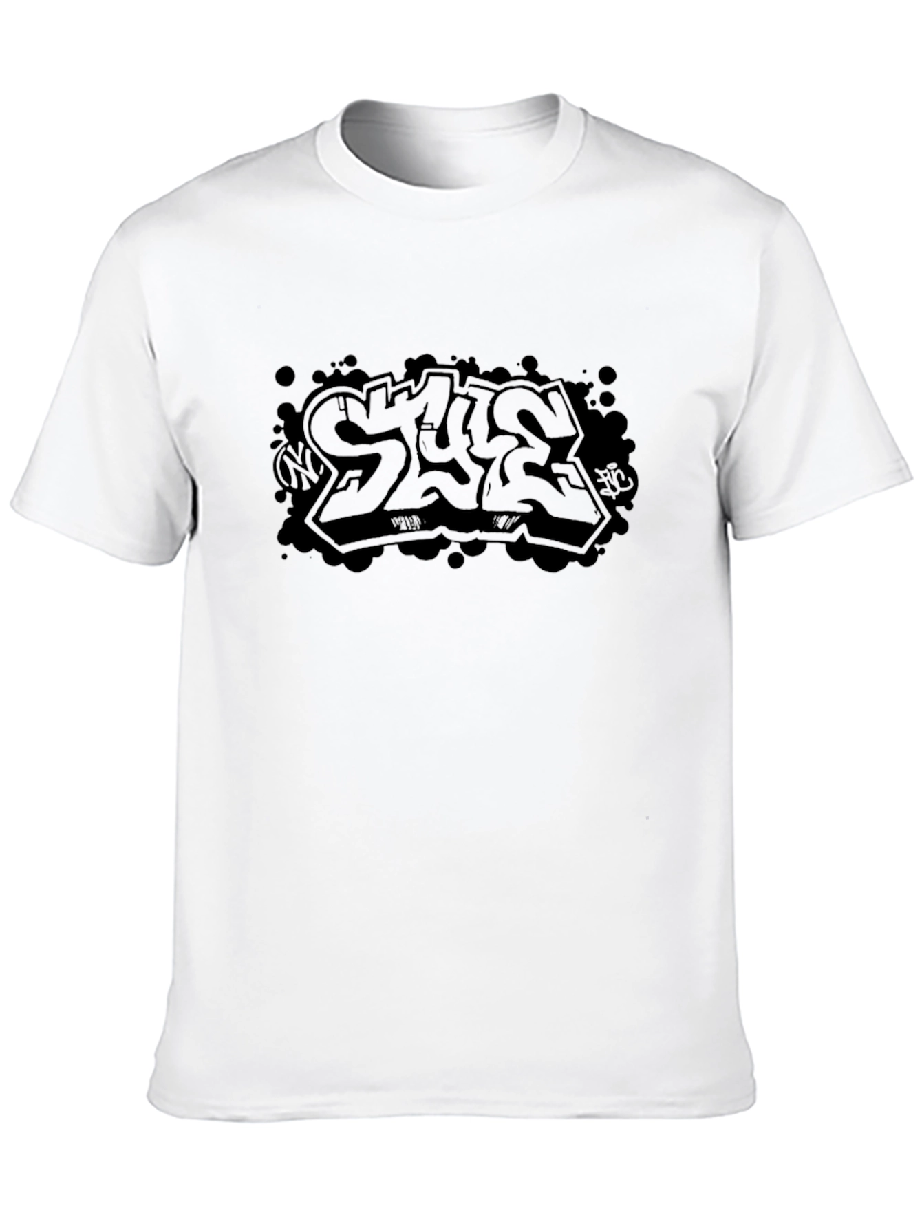 Mens Black Graphic Tee - Graffiti Style