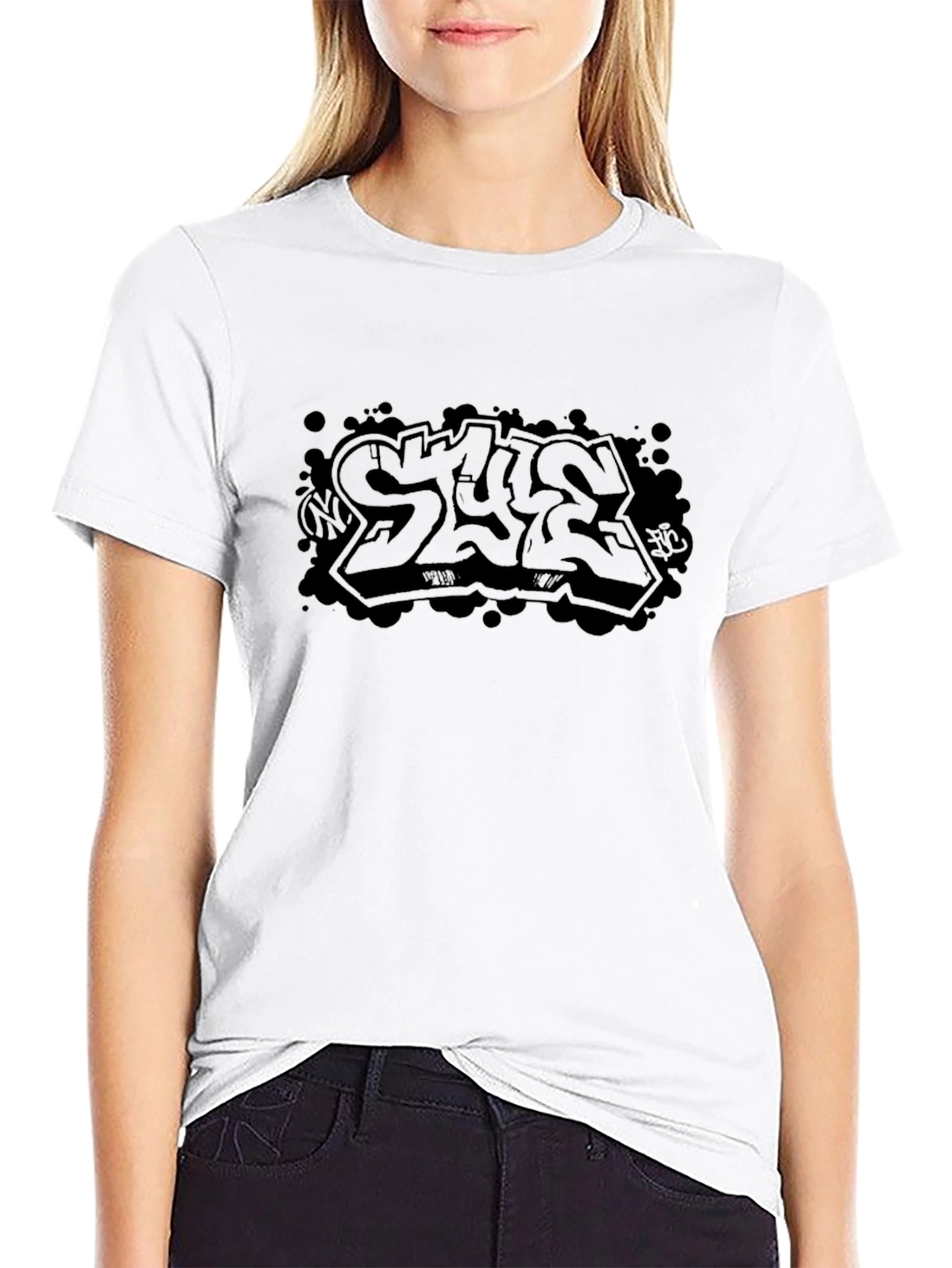Mens Black Graphic Tee - Graffiti Style