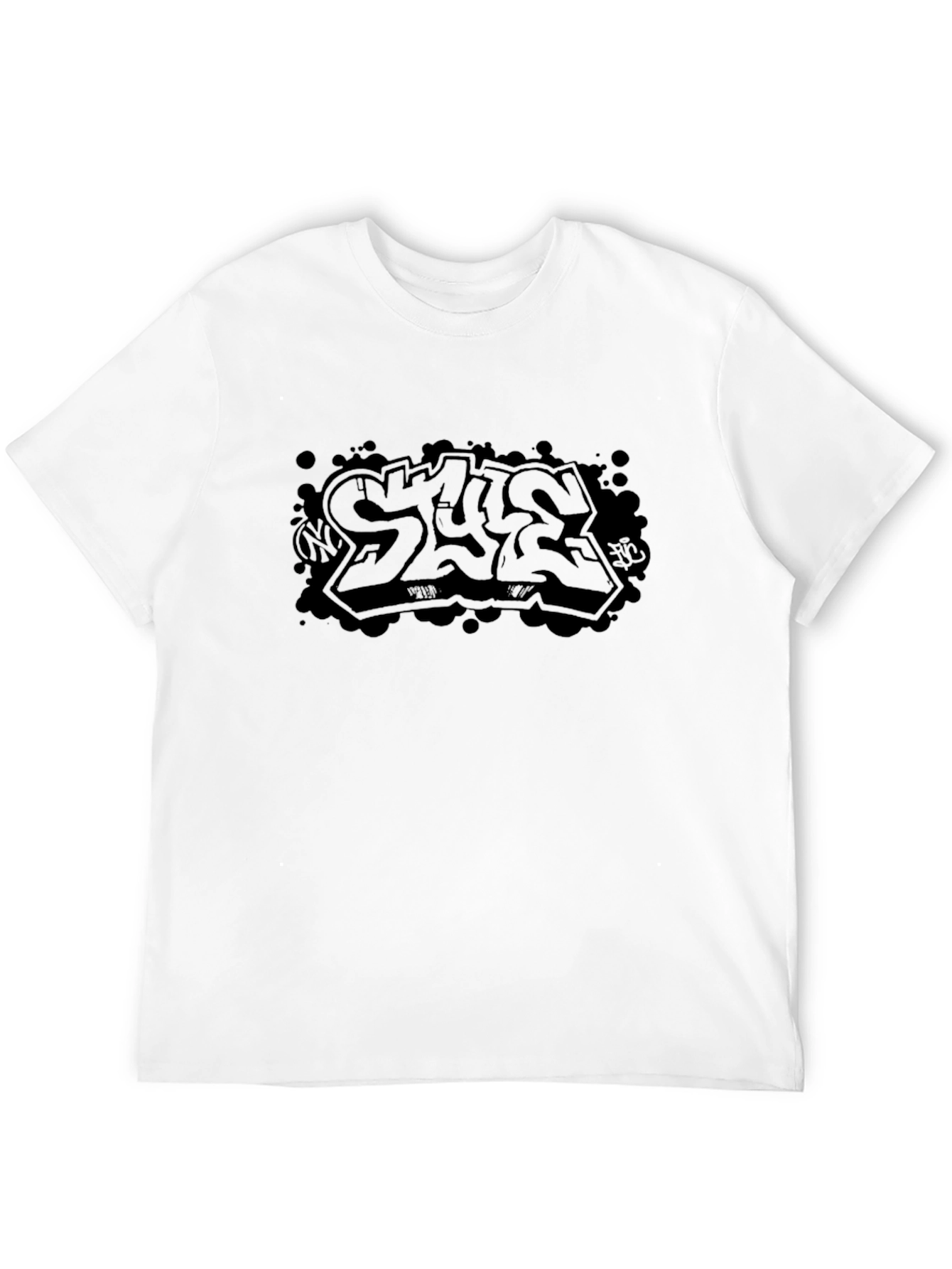 Mens Black Graphic Tee - Graffiti Style