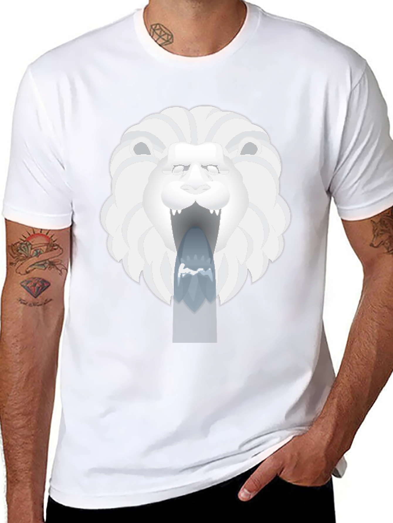 Lion Head Graphic Print Black T-Shirt