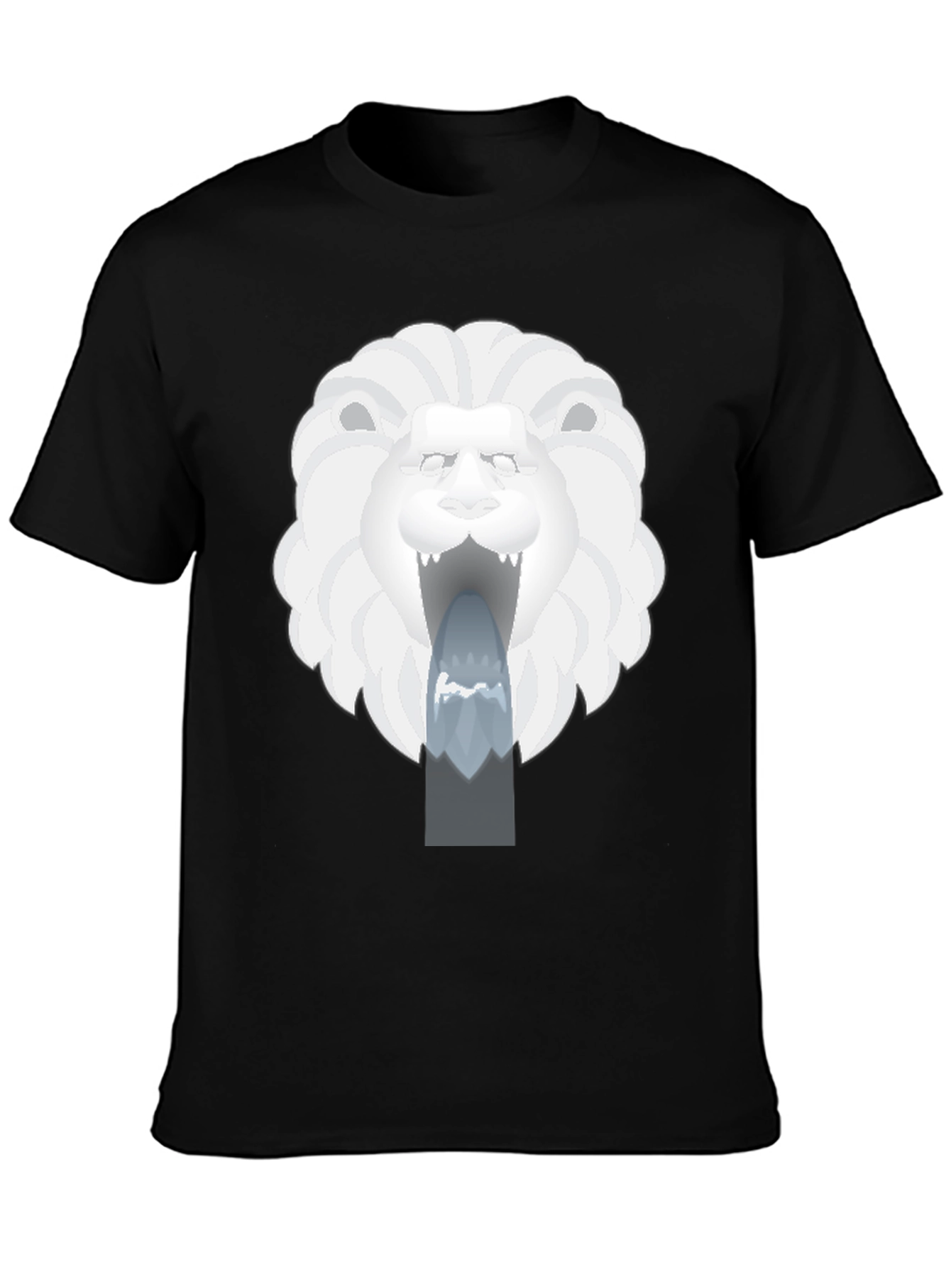 Lion Head Graphic Print Black T-Shirt