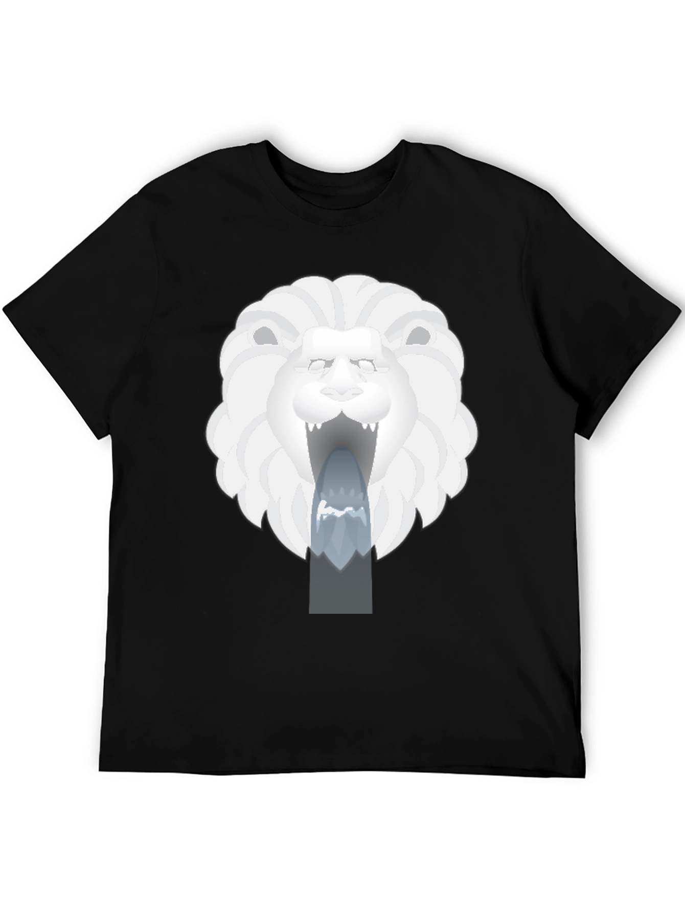 Lion Head Graphic Print Black T-Shirt
