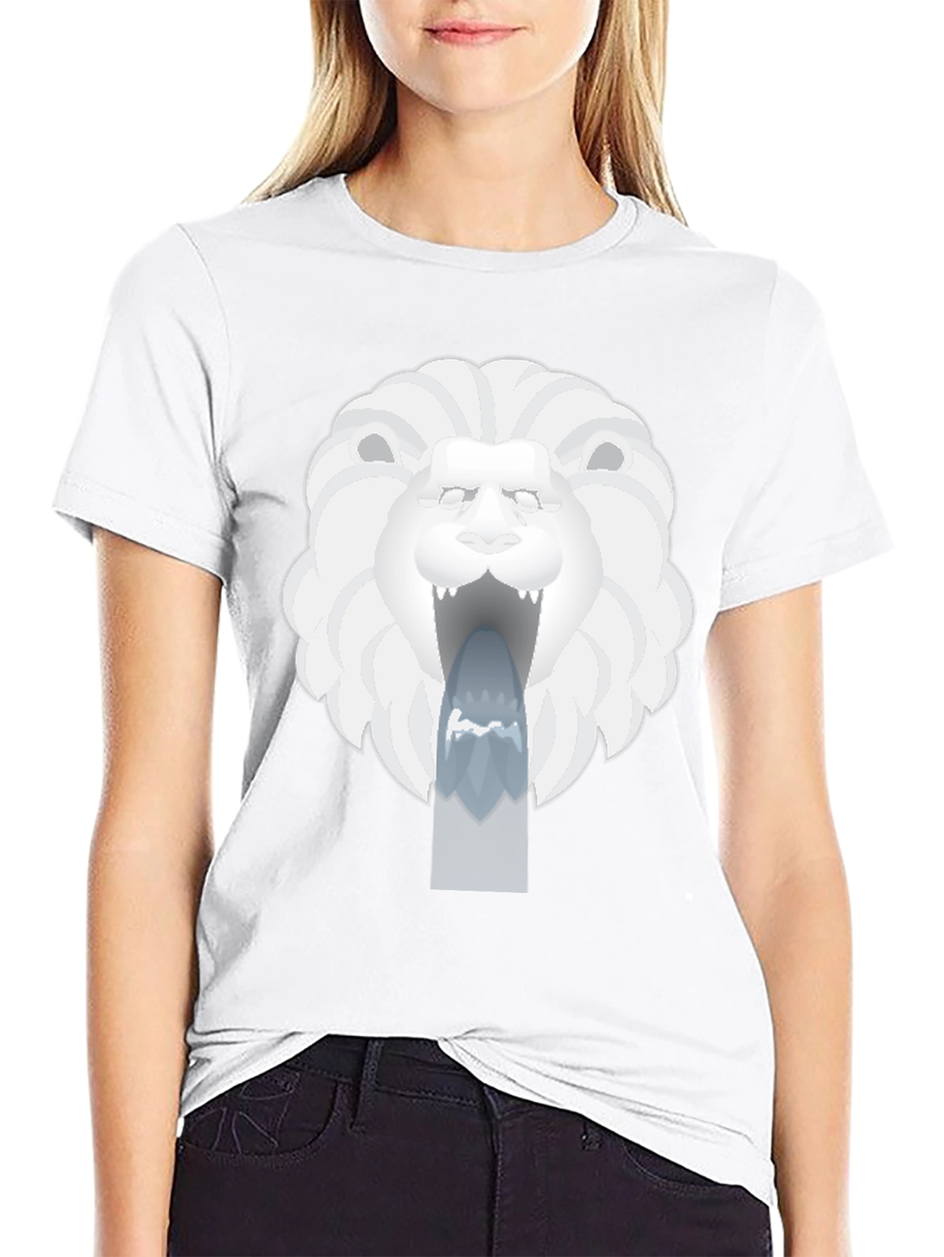 Lion Head Graphic Print Black T-Shirt