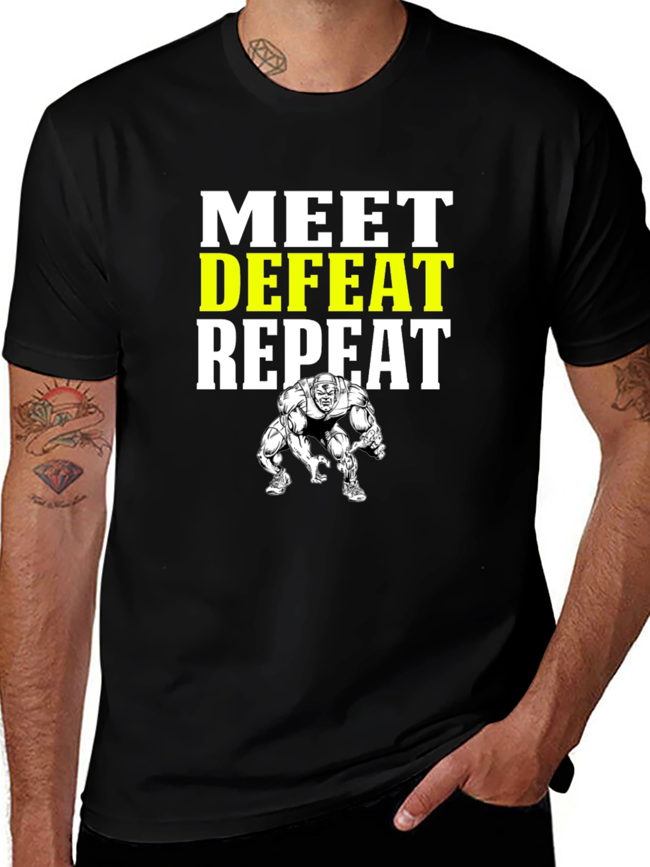 Meet Defeat Repeat Gym T-Shirt