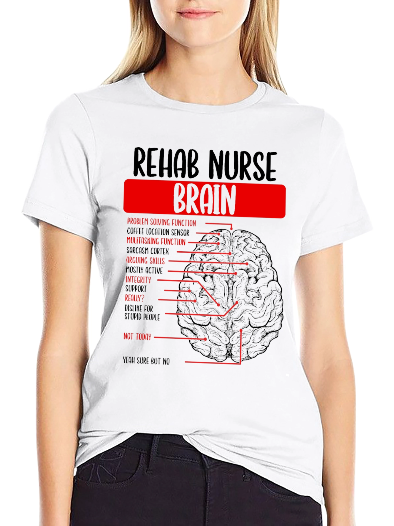 Rehab Nurse Brain Anatomy T-Shirt Funny RN Tee